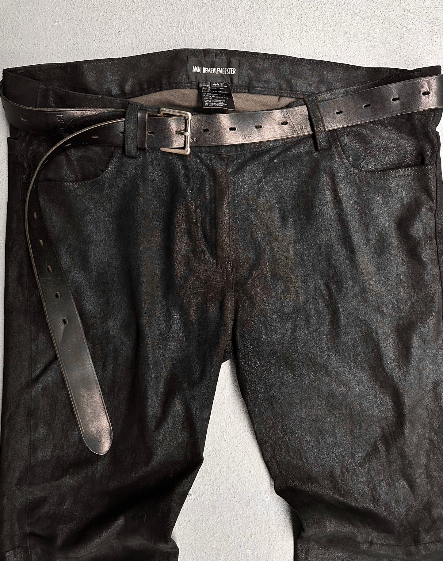 Ann Demeulemeester Early 00s Cow Leather Suede Slit Bootcut Pants