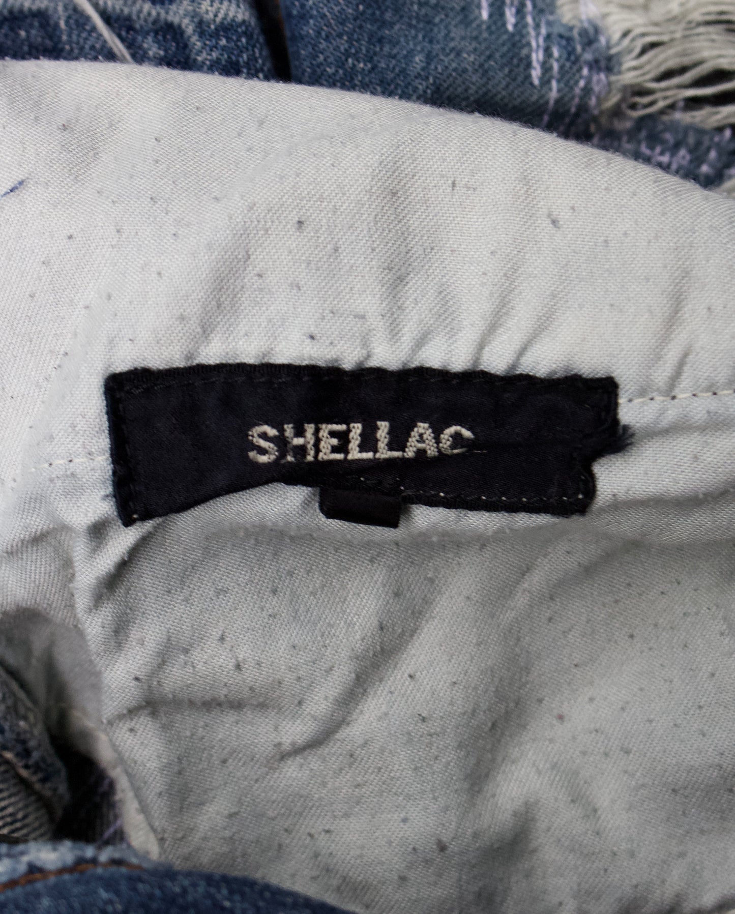 SHELLAC 00s ‘Crash’ Distressed Cowhide Patchwork Bootcut Denim