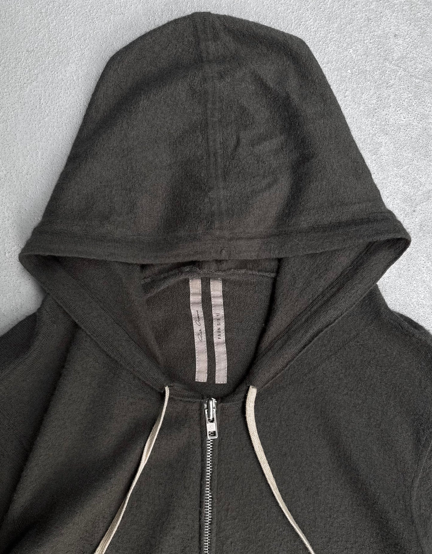 Rick Owens SS15 “FAUN” Dark Dust Cashmere Zip-up Hoodie