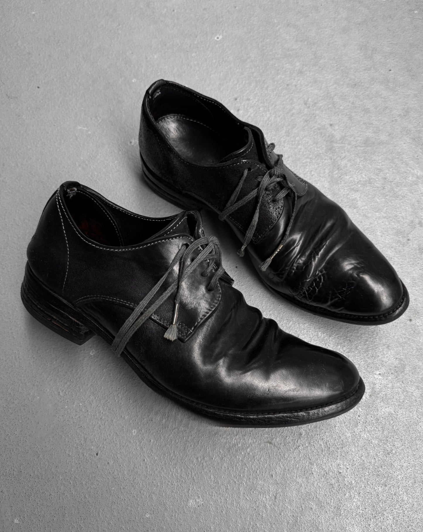 Carol Christian Poell ‘AM/2600 CUL-PTC’ Black Object-dyed Culatta Horse Leather Derbies