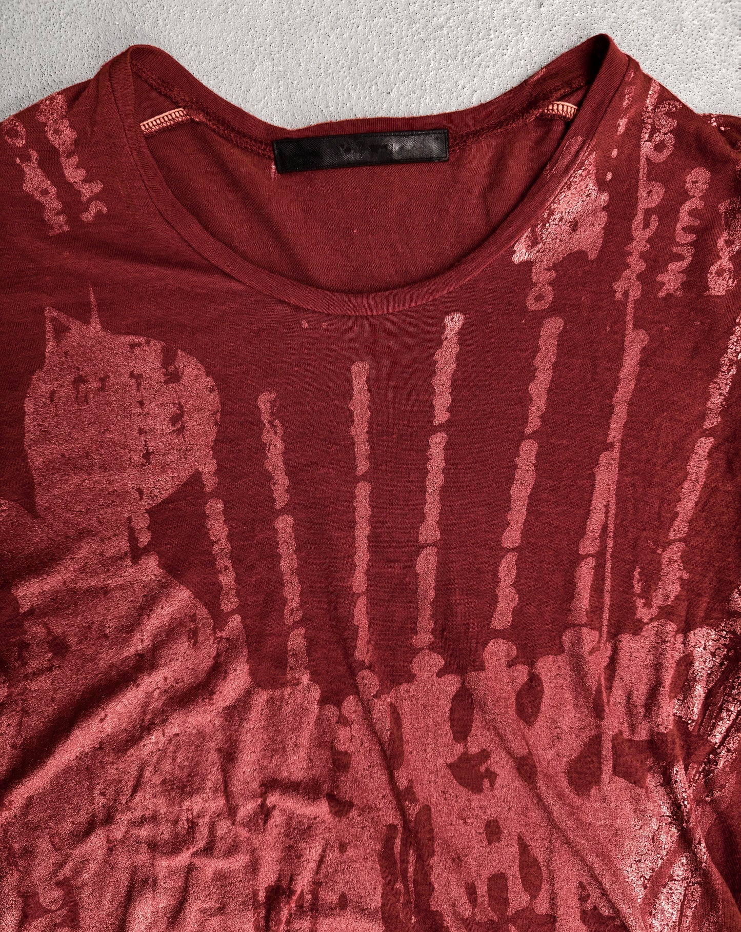 Julius_7 SS12 "edge;" Red Graphic T-shirt