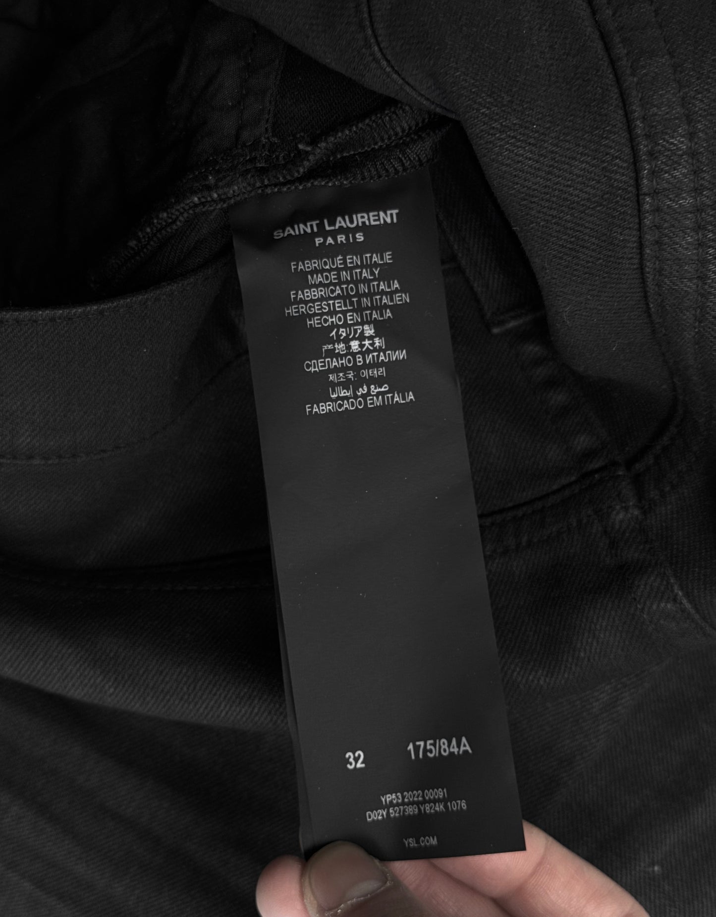 Saint Laurent Paris SS22 Black Waxed ‘D02’ Skinny Denim