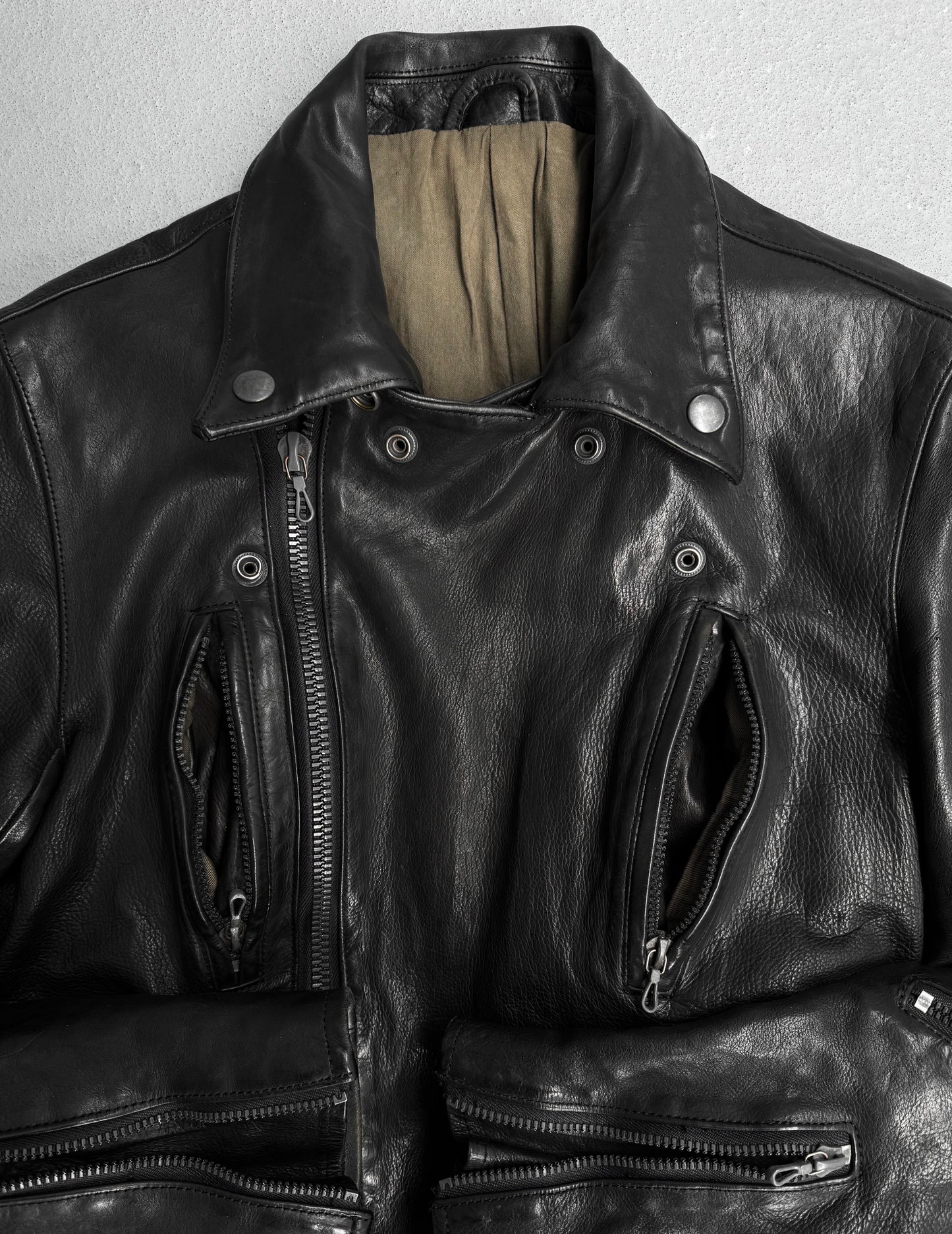 ATTACHMENT by Kazuyuki Kumagai Early 00s Multi-zip Calfskin Leather Biker Jacket