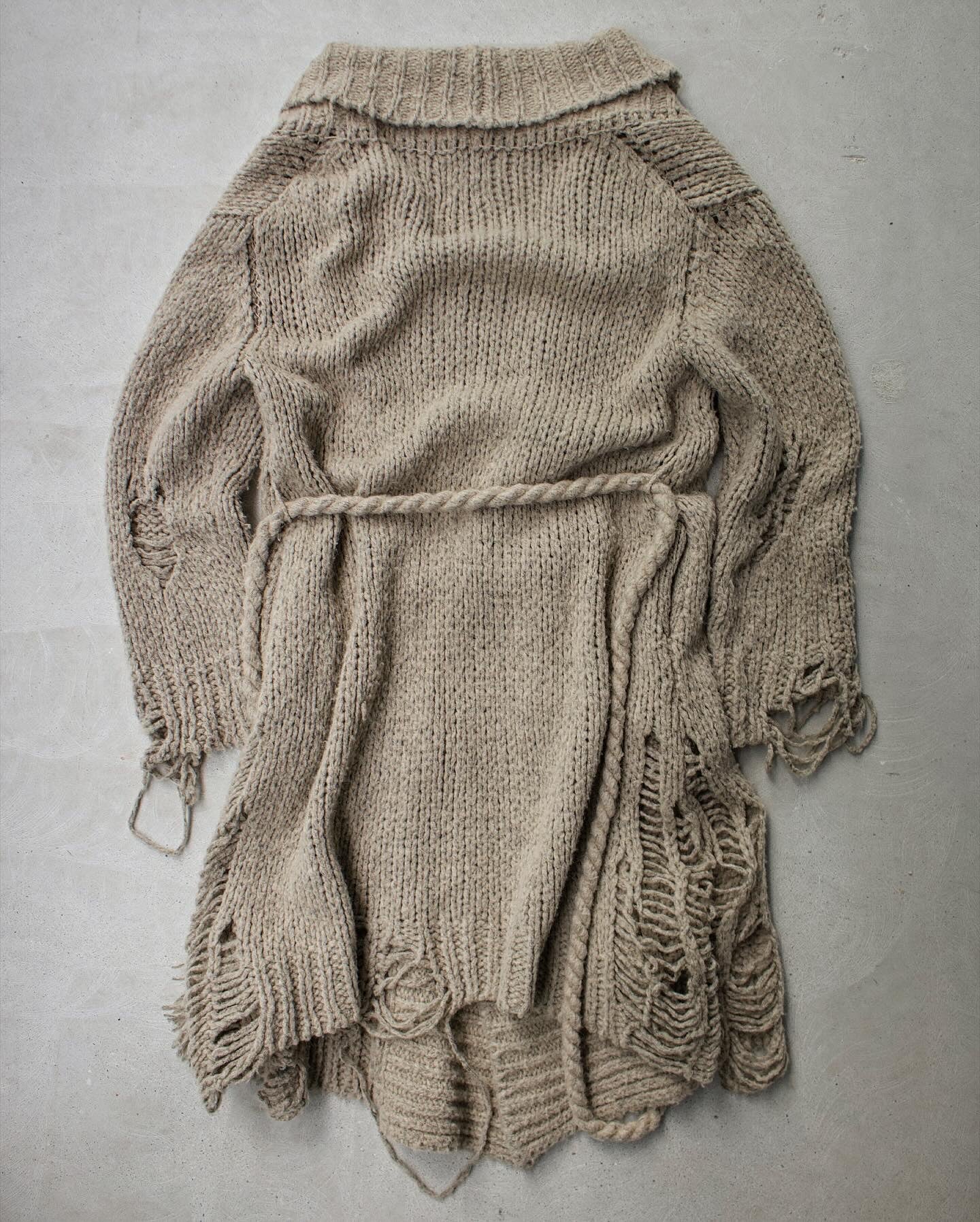 MiharaYasuhiro AW10 Distressed Wool-Knit Long Coat