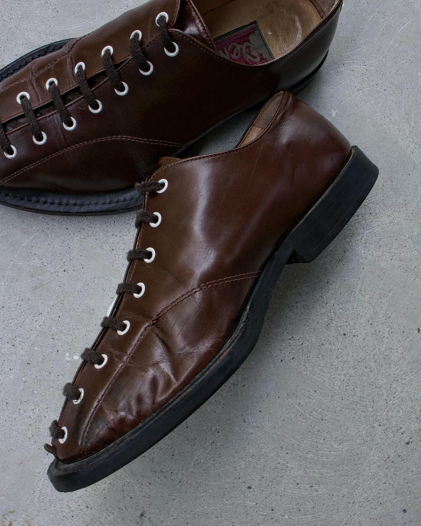 Christopher Nemeth Vintage 90s ‘Linenman’ Round Toe Lace-up Brown Leather Derbies