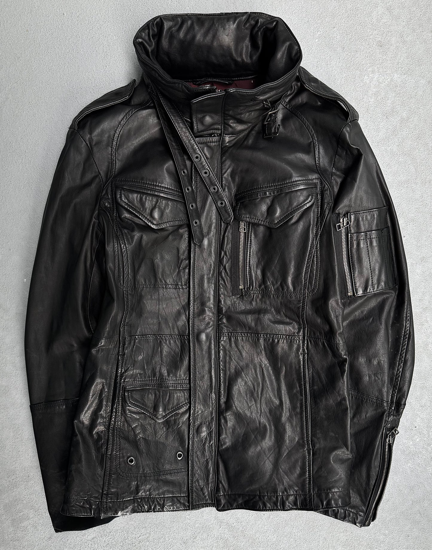 Kyoji Maruyama AW08 Cowhide Leather Multi-pockets Black Rider Jacket