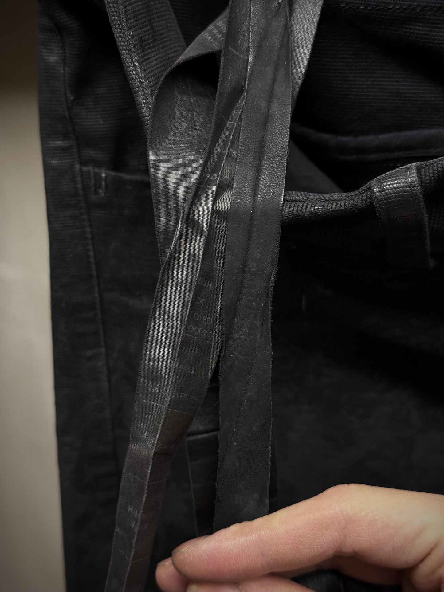 Boris Bidjan Saberi SS16 'WP2 F1405K' Black Object-Dyed Vinyl Processed Skinny Stretch Denim