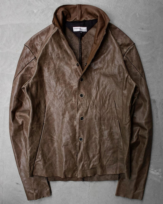 ZAM BARRETT FW22 Protological Archetype Cowhide Leather Shirt Jacket