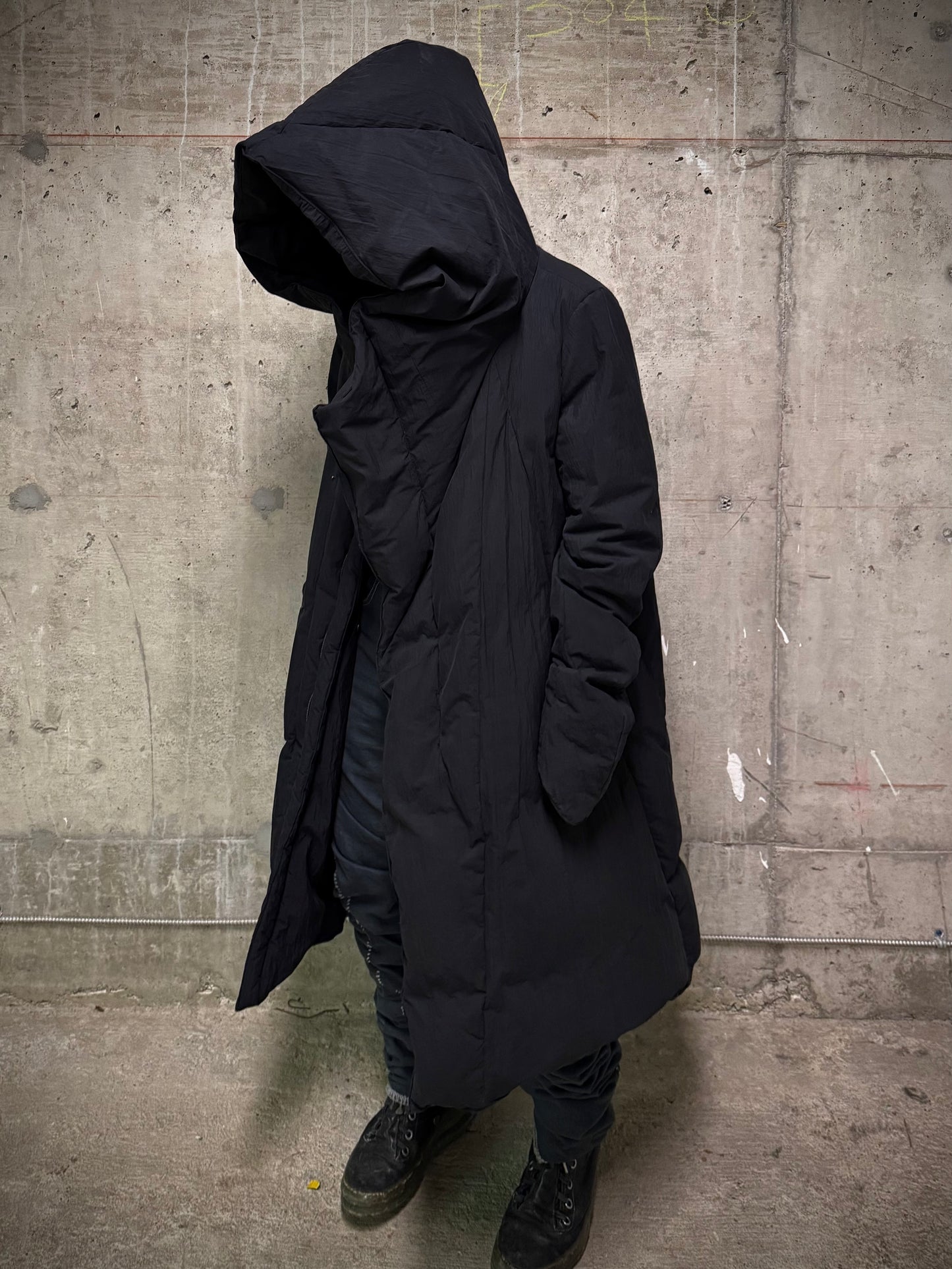 Julius_7 AW14-15 "Glitch;" Hooded Nylon Cotton Taffeta Down Puffer Jacket