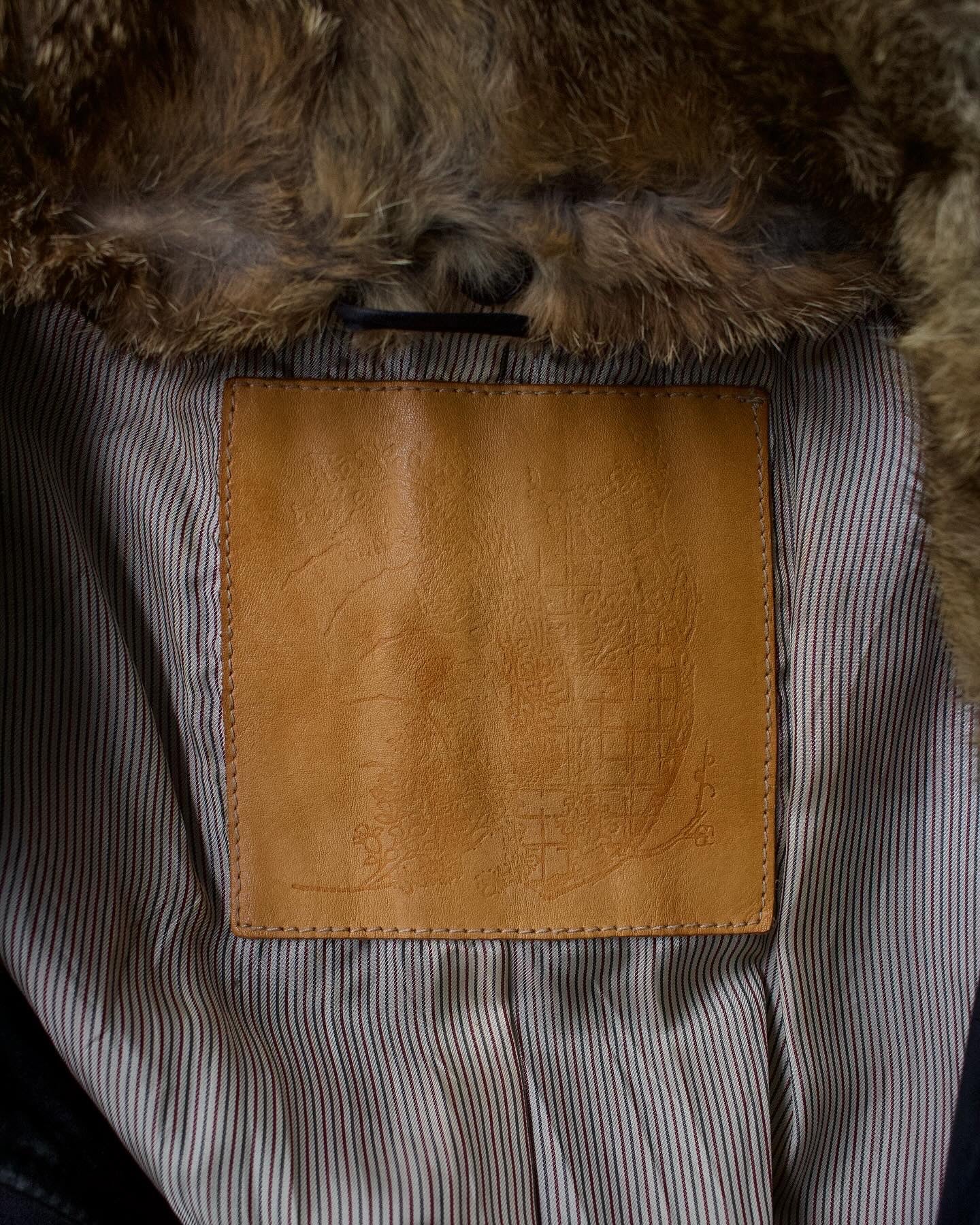 Kyoji Maruyama AW04 Fur Collar Calfskin Suede Leather Coat