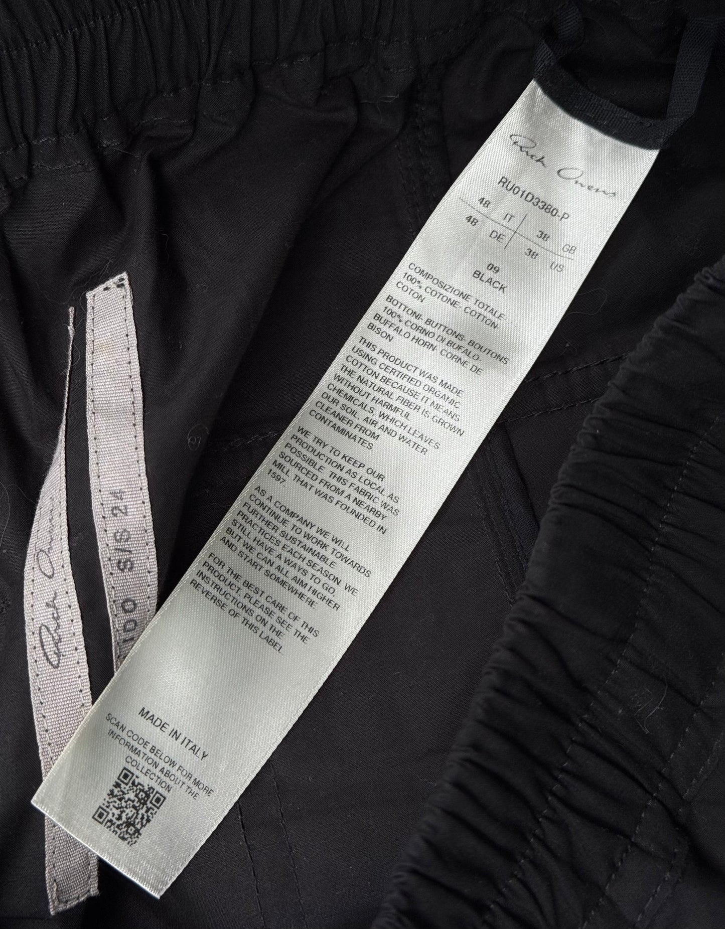 Rick Owens SS24 “LIDO” Black Lightweight Drop-crotch Pants