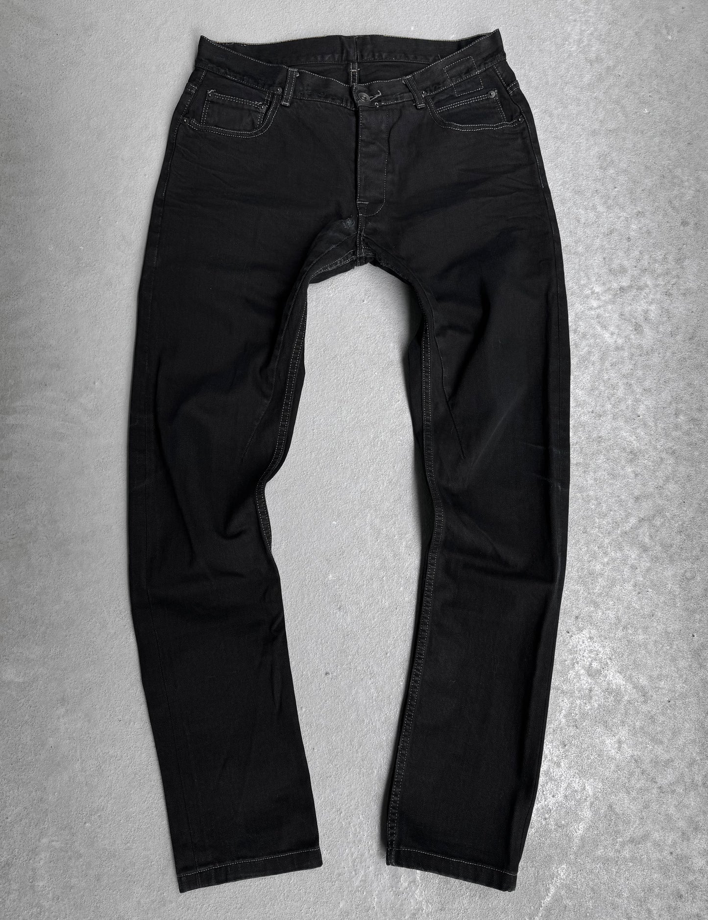 Rick Owens DRKSHDW AW10 “GLEAM” Distressed Black ‘Detroit Cut’ Skinny Denim