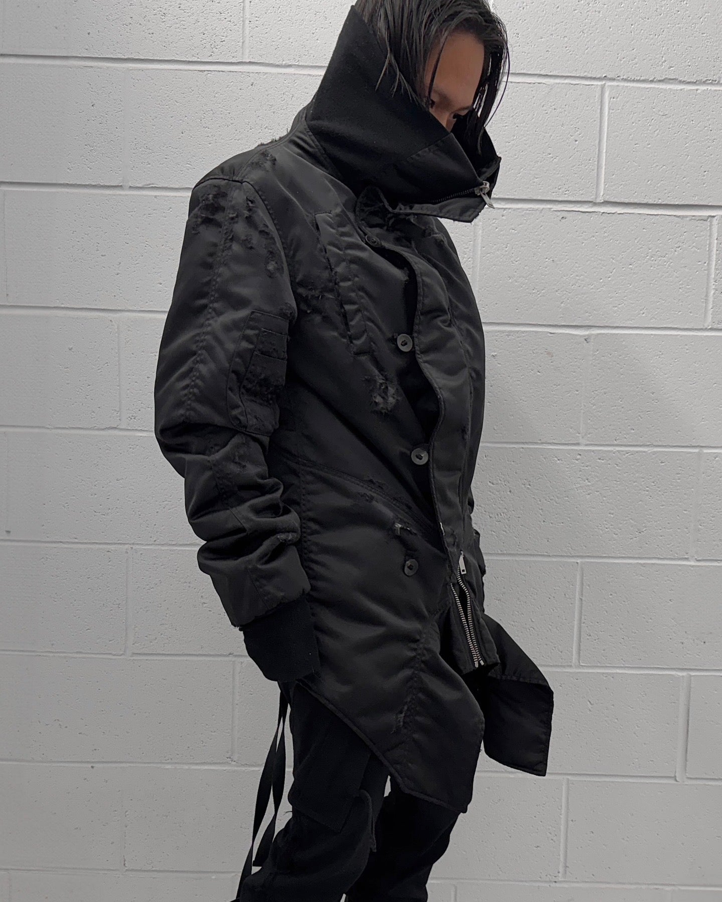 BEN TAVERNITI™ UNRAVEL PROJECT SS18 Two-way Reconstructed Upside-down Bomber Jacket