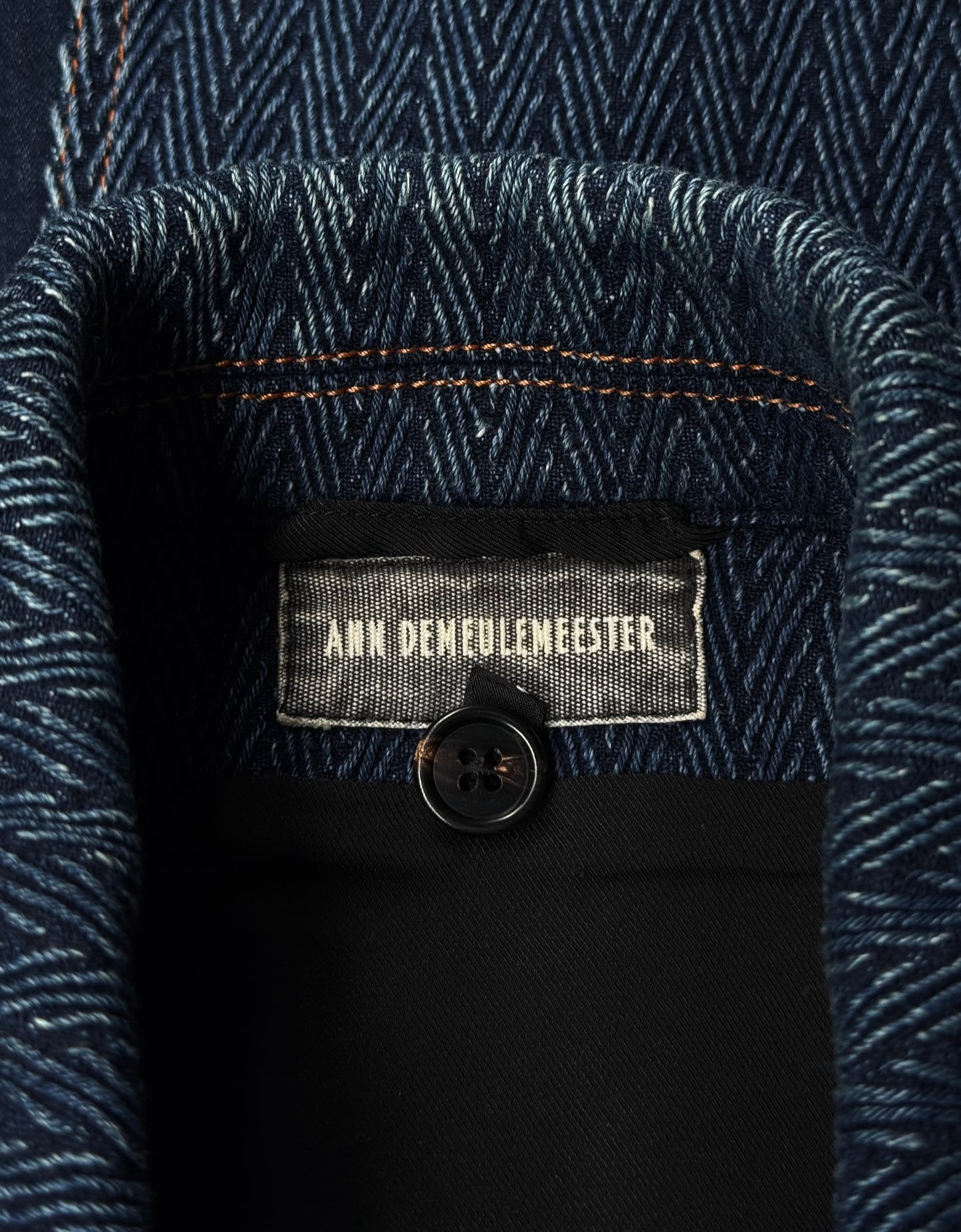 Ann Demeulemeester AW16 Indigo Herringbone Weaved Denim Trucker Jacket
