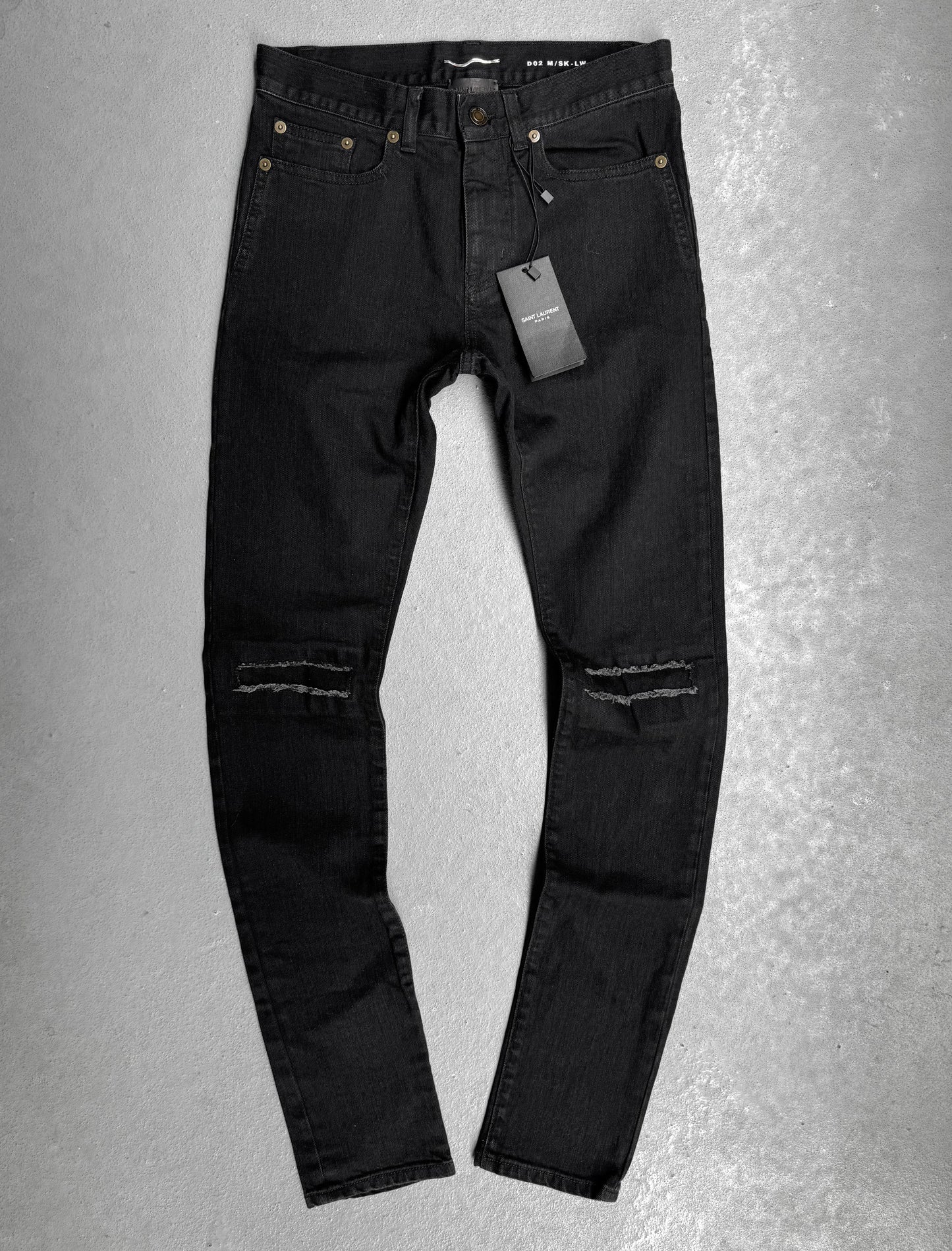 Saint Laurent Paris SS17 'D02' Distressed Knee Skinny Denim