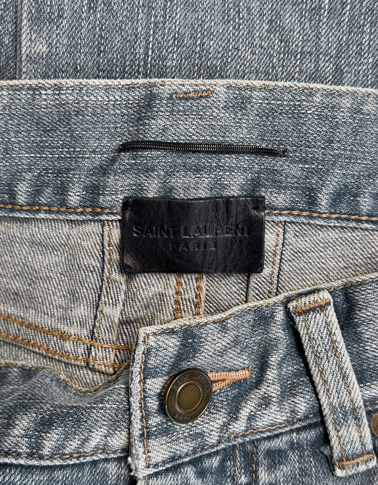 Saint Laurent Paris SS15 Blue ‘D02’ Light-distressed Crash Skinny Denim