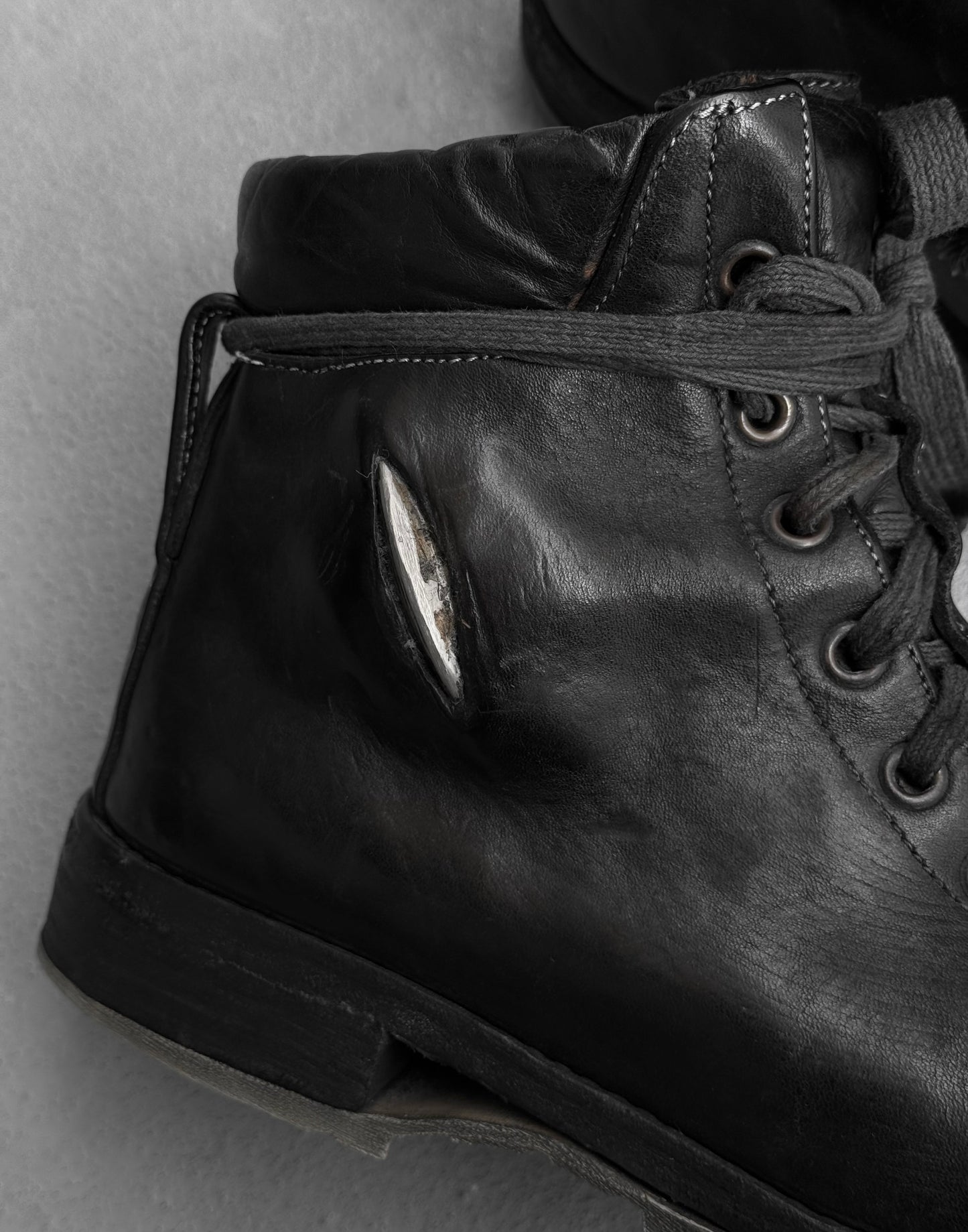 Carol Christian Poell ‘AM/2648T CUL-PTC/10’ Object-dyed Horse Leather Titanium Prosthetic Tank Sole Work Boots