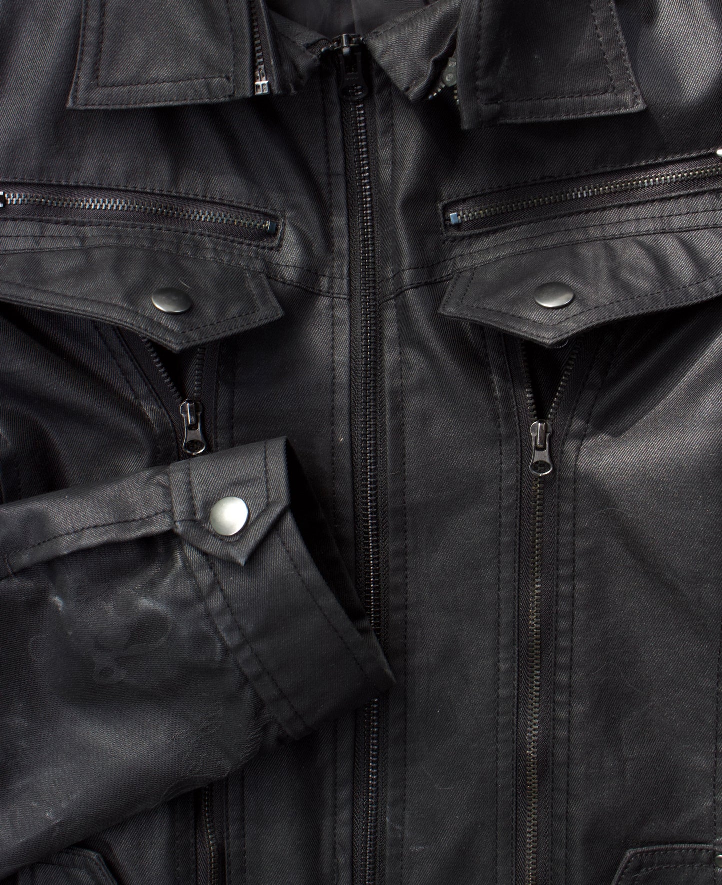 SemanticDesign Early 00s Waxed Cotton Multi-zip Rider Jacket