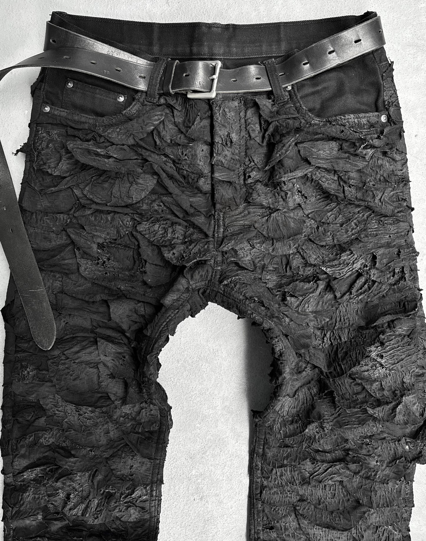*SAMPLE* PARADOXE PARIS 1-of-1 ‘DEAD LEAVES’ Frayed Denim