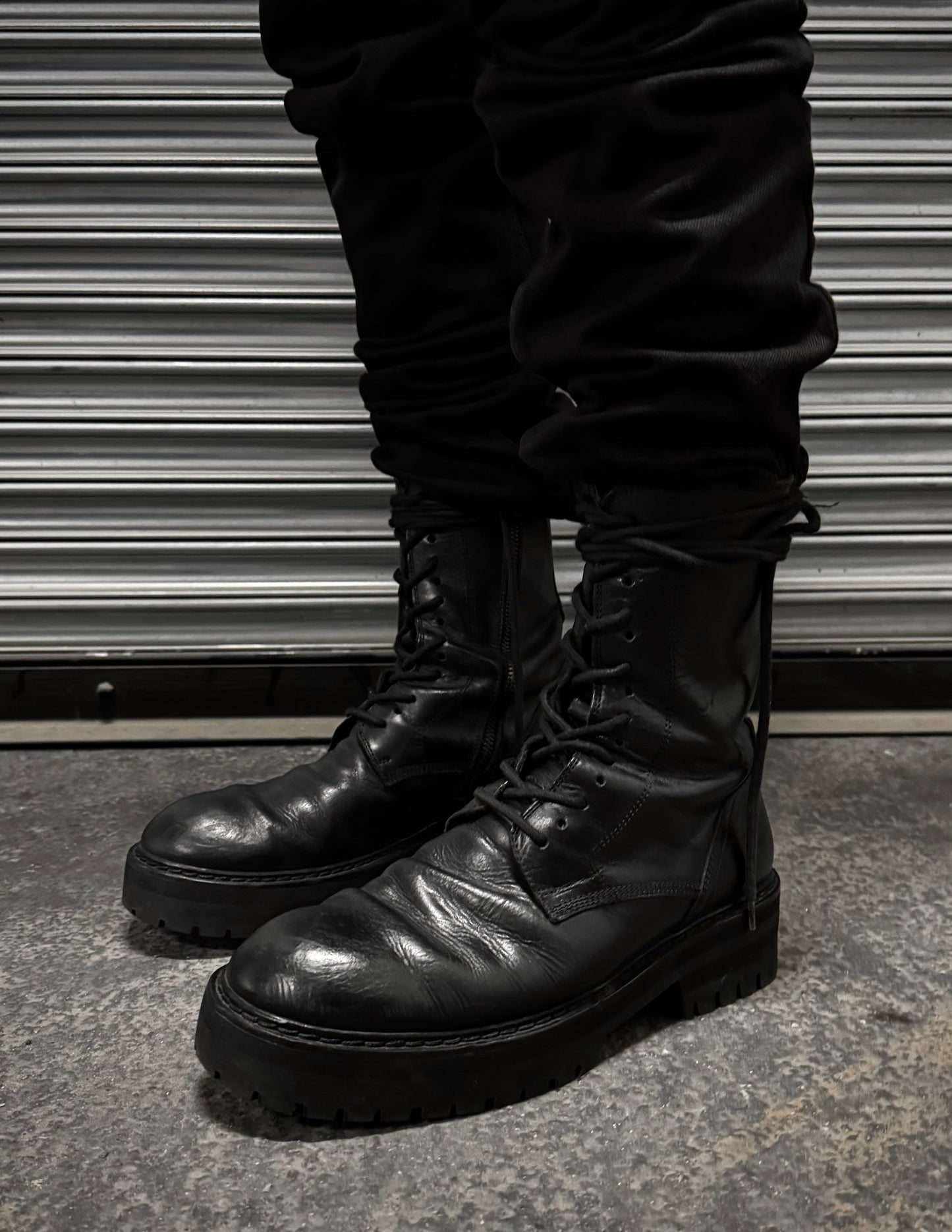 Ann Demeulemeester AW19 ‘Tucson Nero’ Leather Lace-up Combat Boots