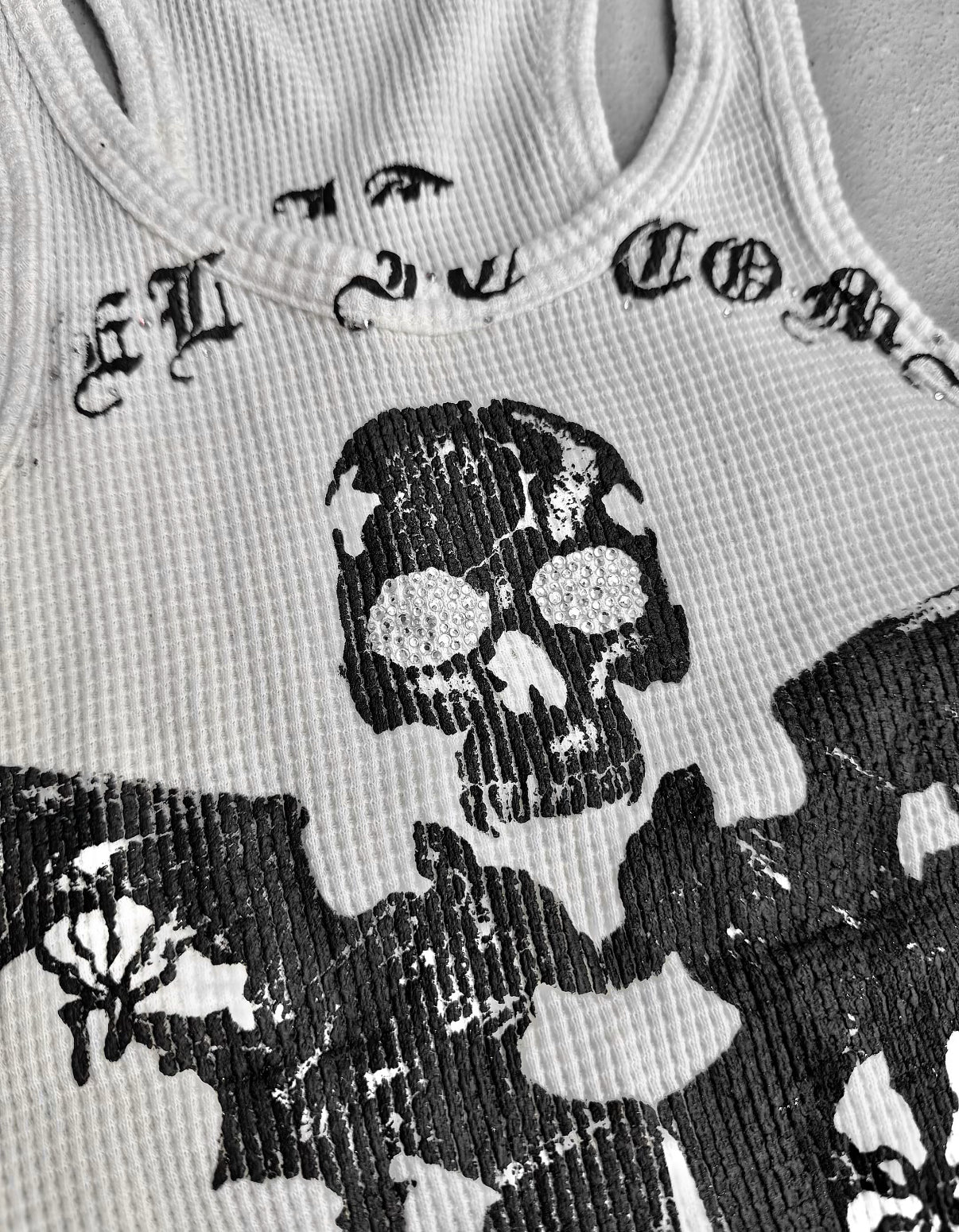Kyoji Maruyama Early 00s Embezzled Skull Graphic Tank Top