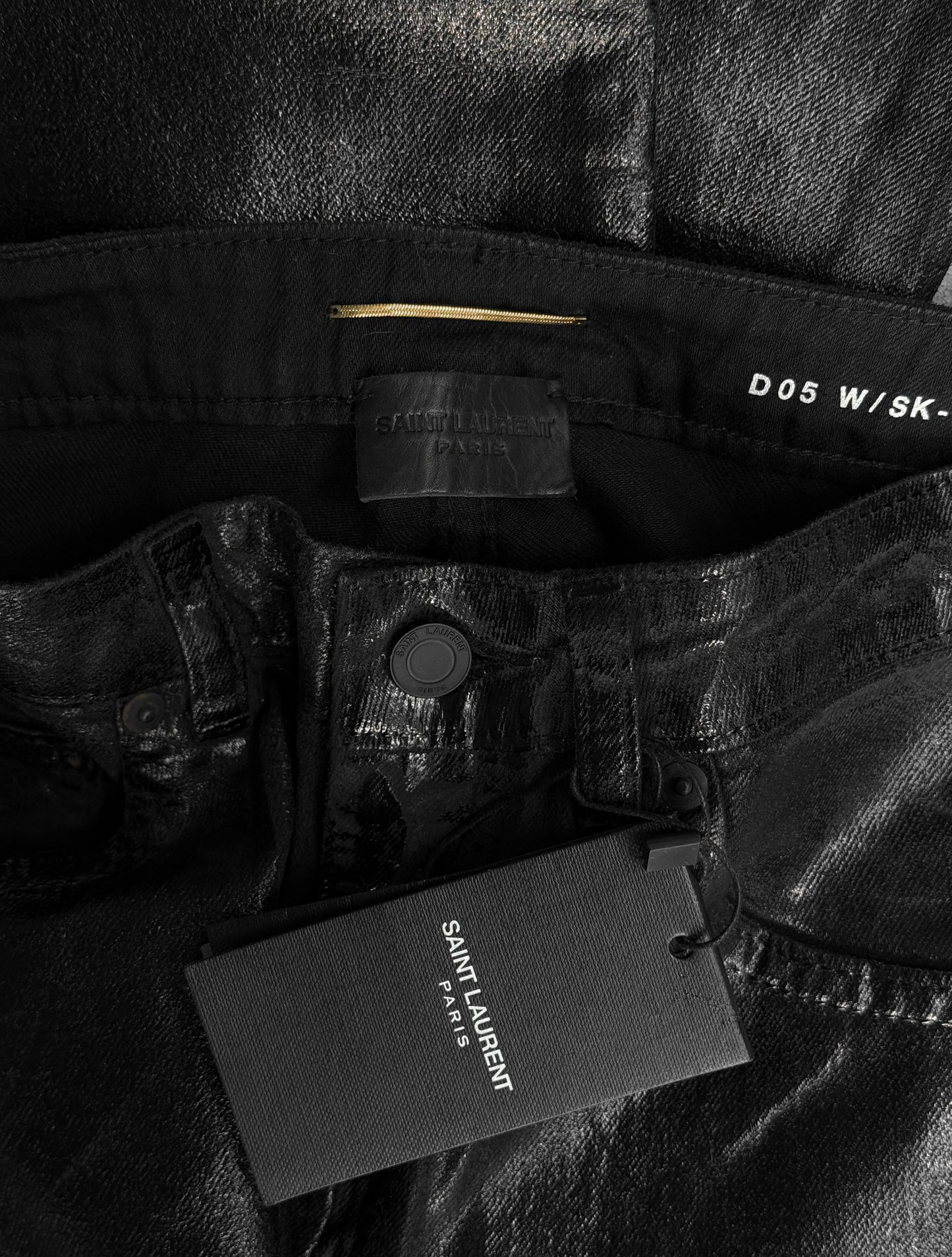 Saint Laurent Paris AW20 'D05' Vinyl Coated Skinny Denim