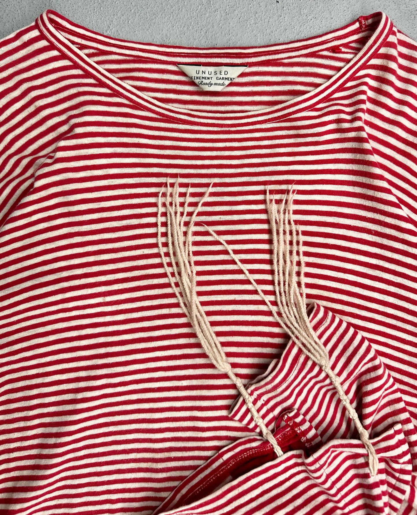 UNUSED Japan Early 00s Tzitzit Tassles Stripe Long-sleeves
