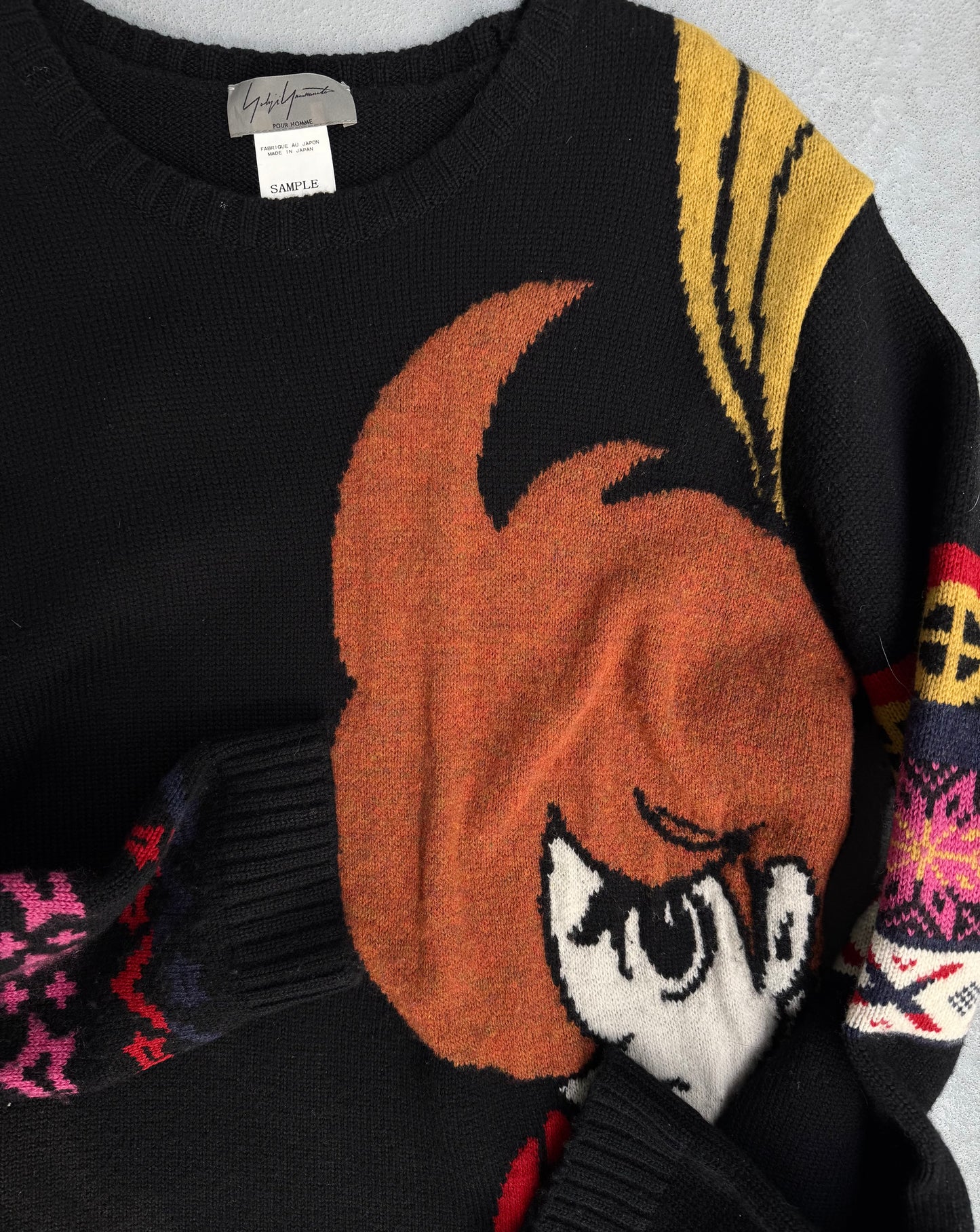 *SAMPLE* Yohji Yamamoto POUR HOMME AW07 ‘Shotaro Ishinomori: Cyborg009’ Graphic Knitted Sweater