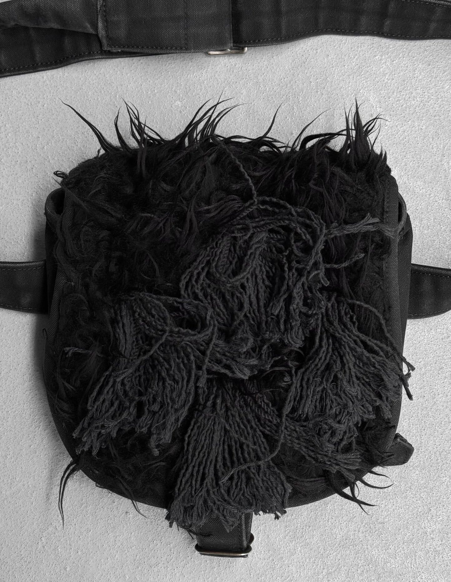Christopher Nemeth Early 00s Black Cotton Fur Patches Side/Waist-bag