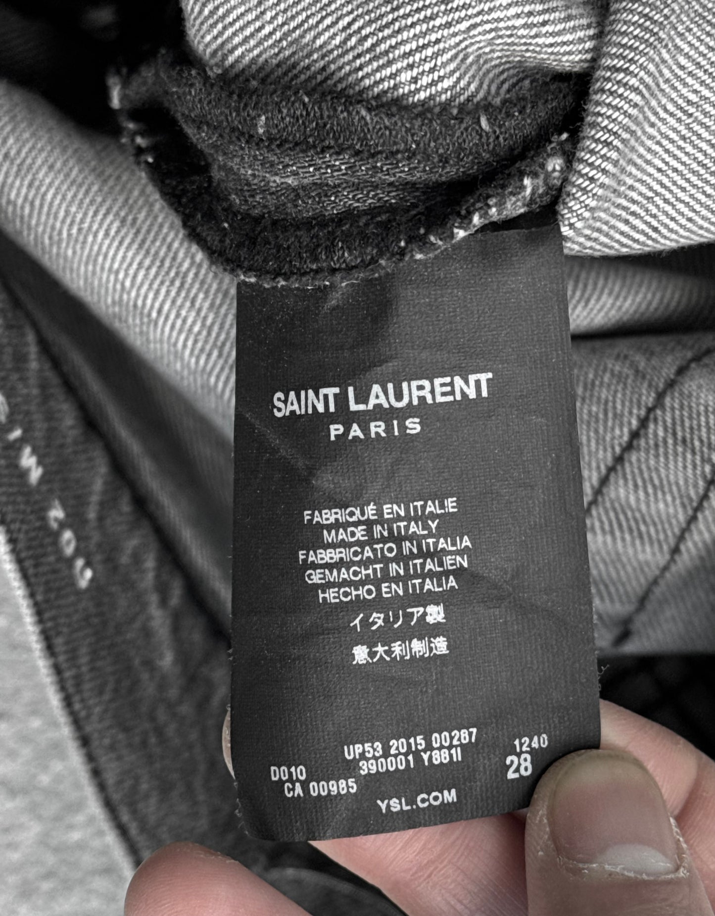 Saint Laurent Paris AW15 Grey ‘D02’ Skinny Denim
