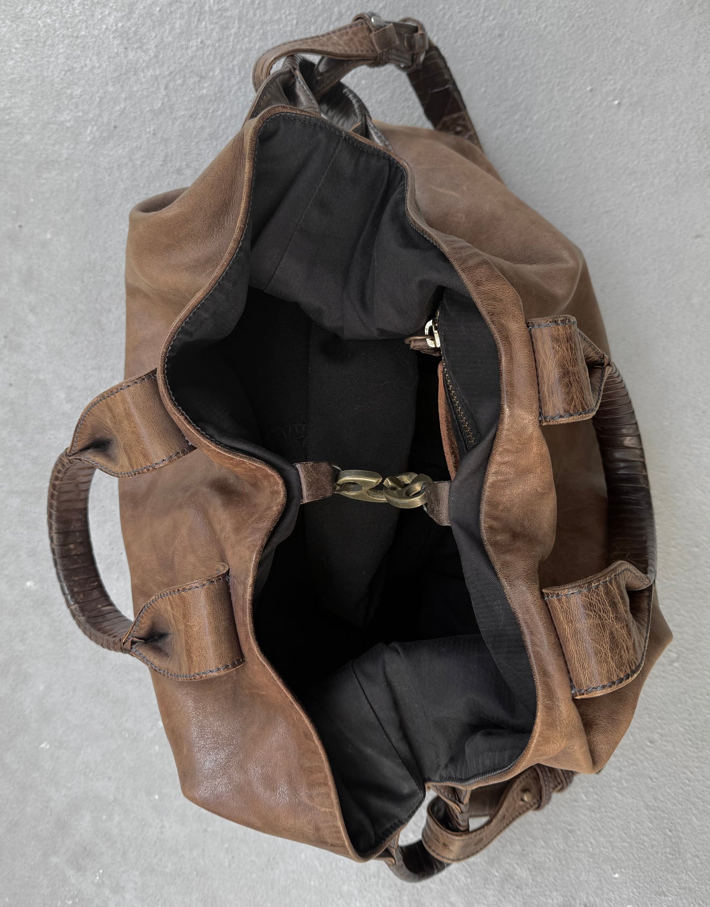 cornelian taurus by daisuke iwanaga ‘4handle HIGH’ Brown Horse Leather Tote Bag