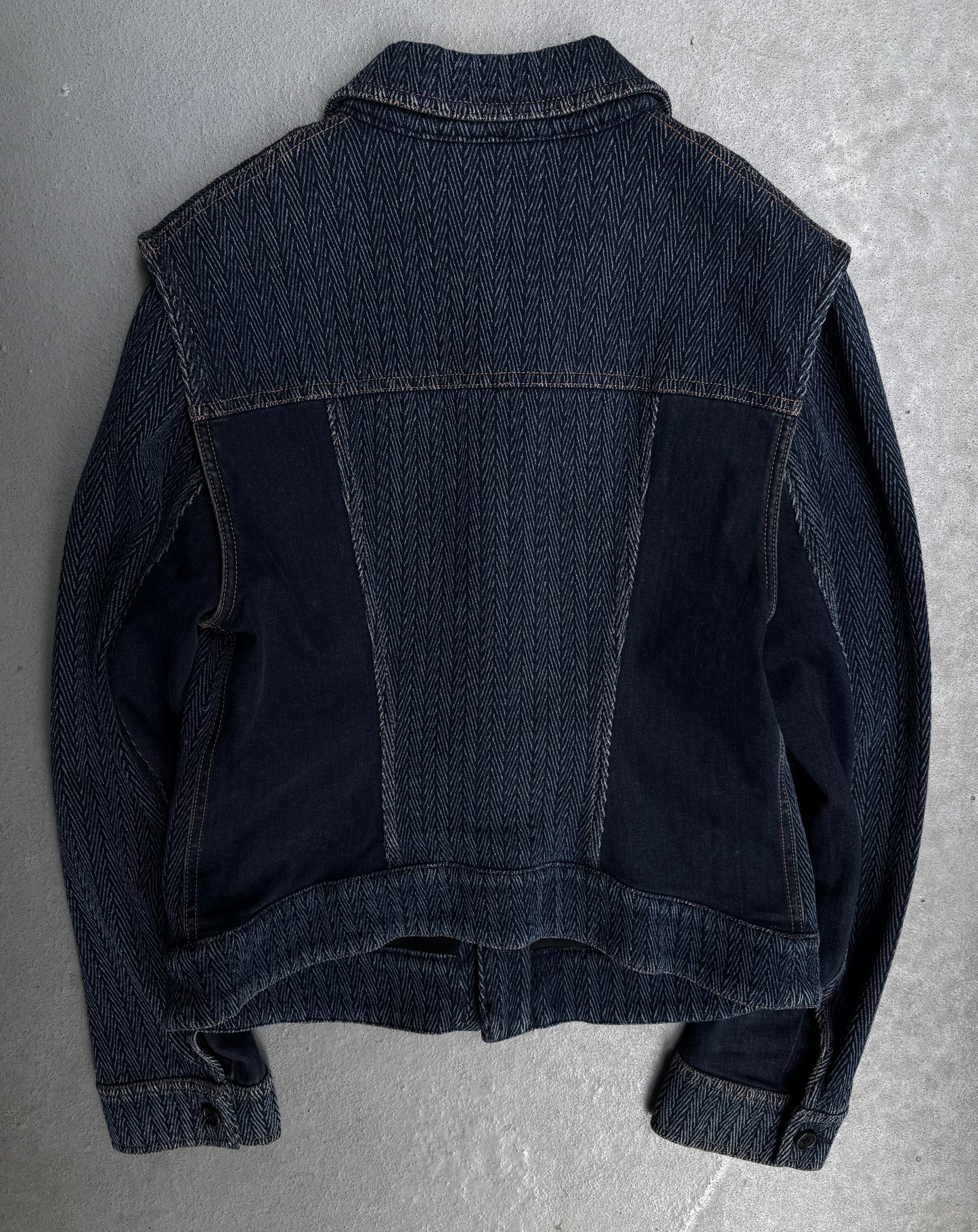 Ann Demeulemeester AW16 Indigo Herringbone Weaved Denim Trucker Jacket