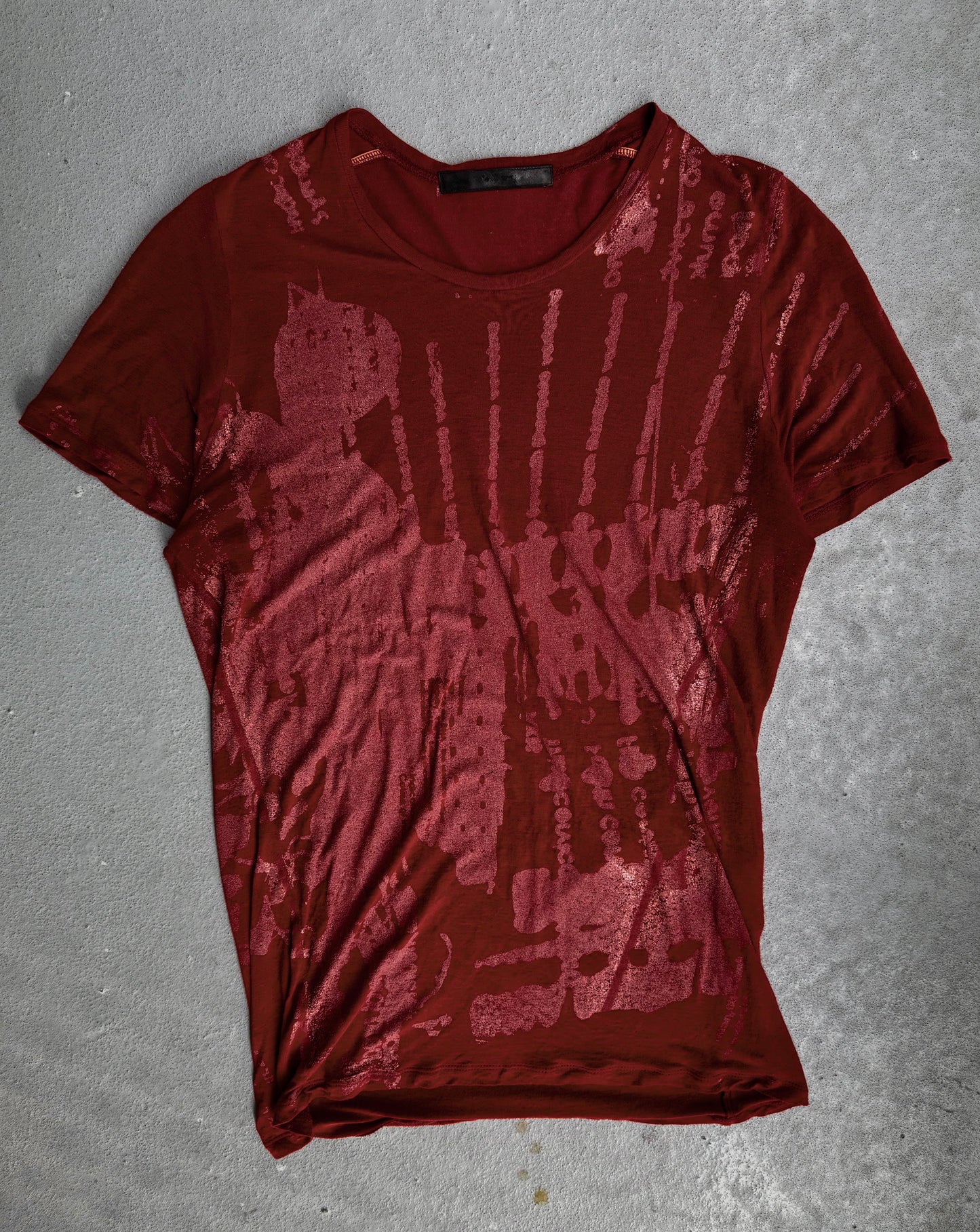 Julius_7 SS12 "edge;" Red Graphic T-shirt