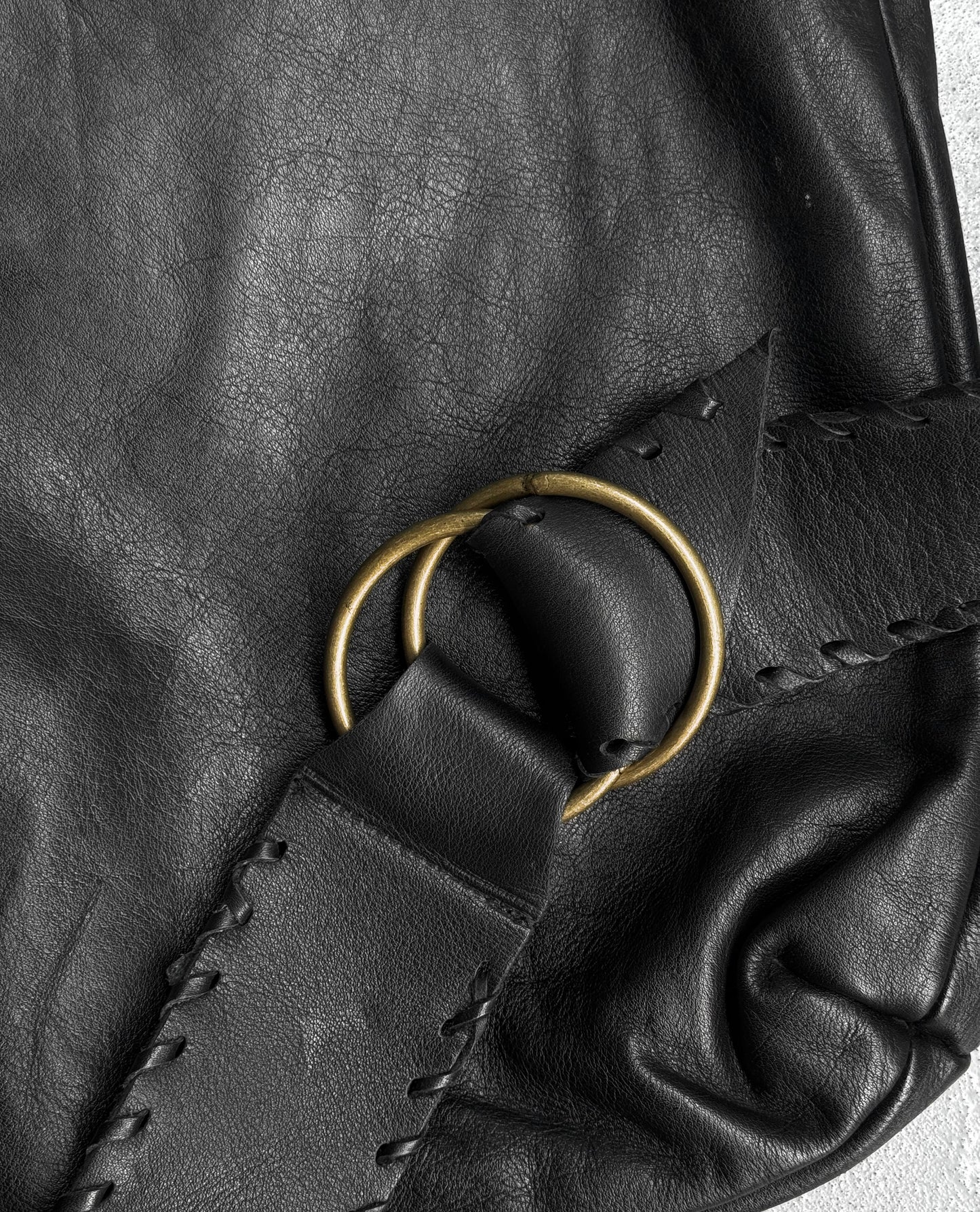 SHIN & CO Late 90s Distressed Leather Flap Shoulder Bag