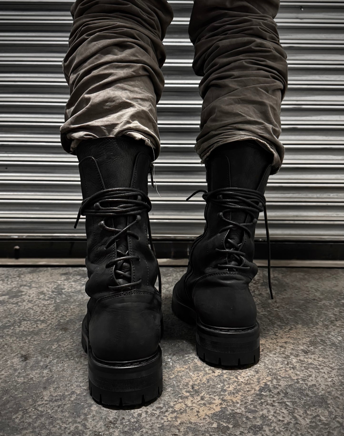 Ann Demeulemeester AW19 ‘Louisse’ Backlace Nubuck Leather Boots