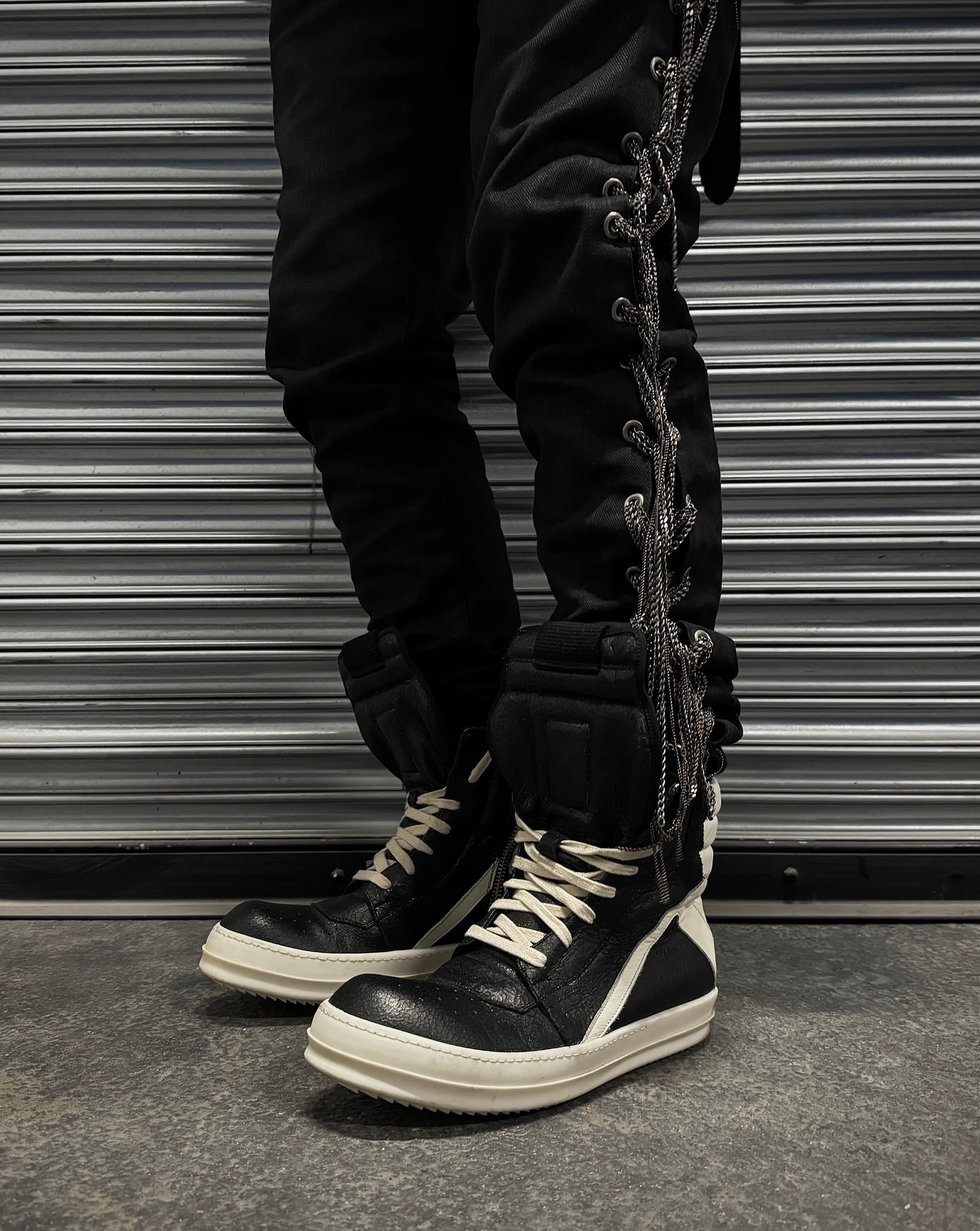 Rick Owens SS16 “CYCLOPS” Cracked Calfskin Leather Geobasket Sneakers