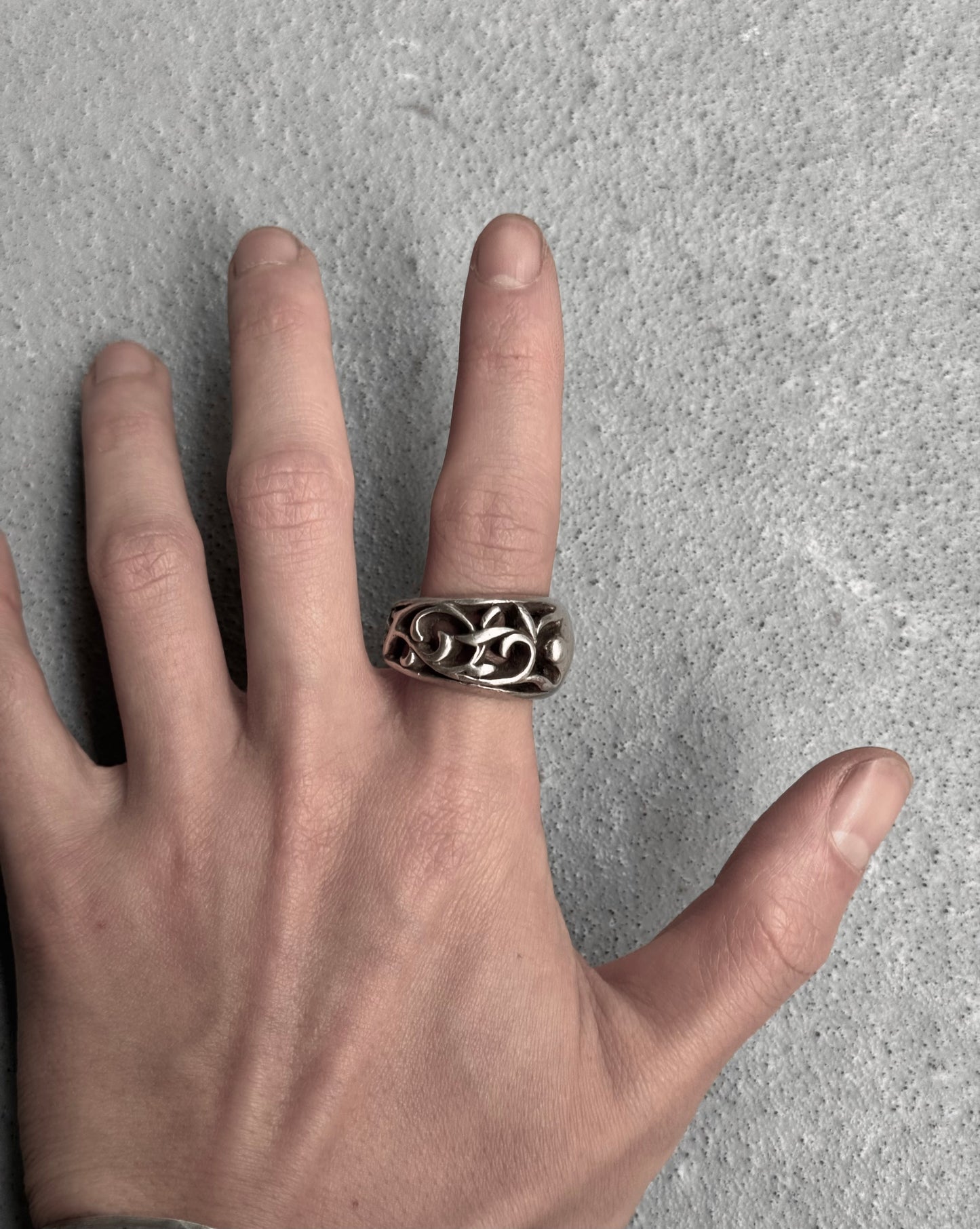 A&G Rock N’ Roll Couture Early 00s Baroque Dome Silver Ring