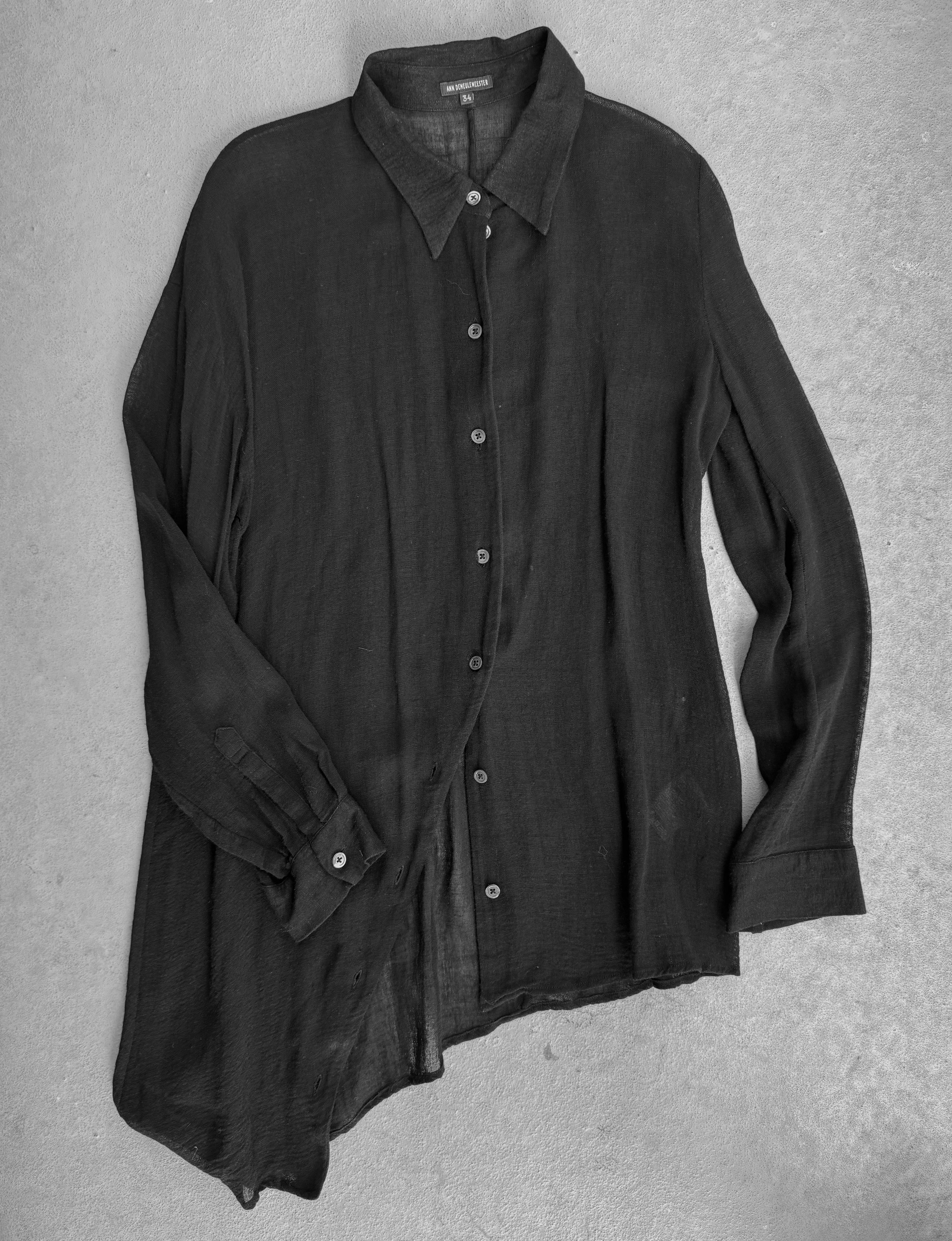 トップス 00s Ann Demeulemeester rayon l/s cutsew Ann Demeulemeester Early 00s Sheer Asymmetric Shirt – DRIEW