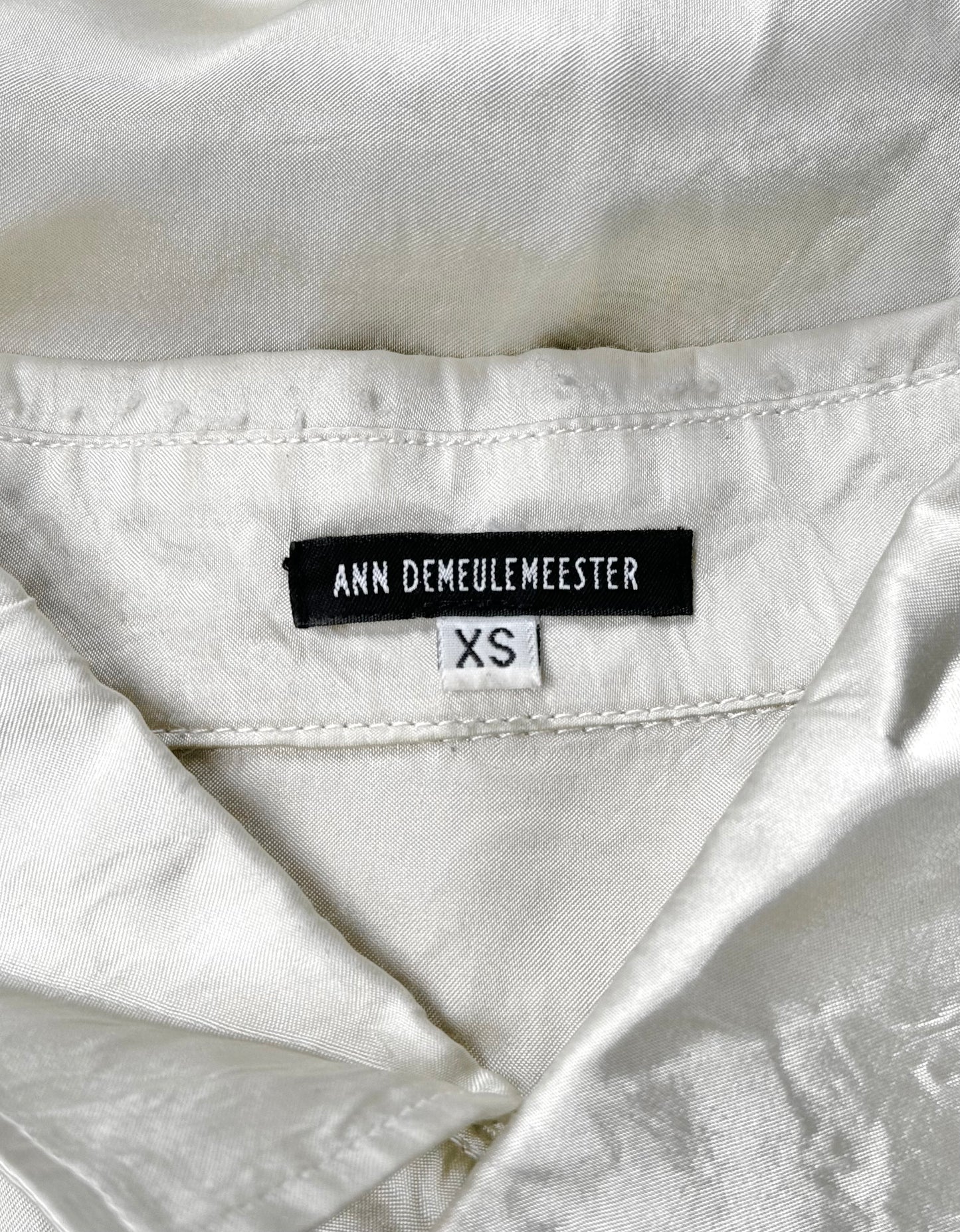 Ann Demeulemeester 2010s Striped Side-Seam Ivory Satin Shirt