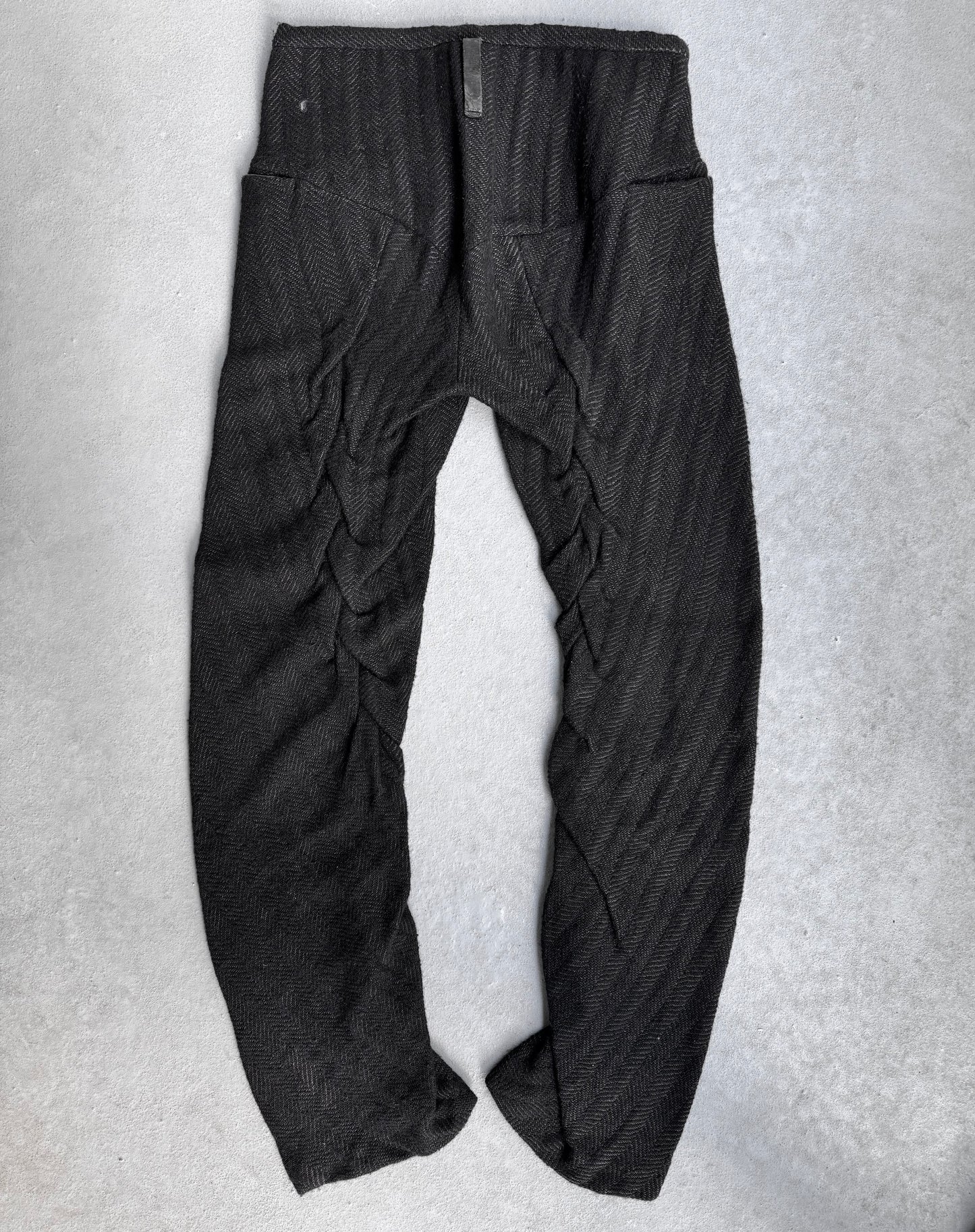 S/STERE AW11 “EXIST” Spiral Cut Frayed Wool-blend Pants