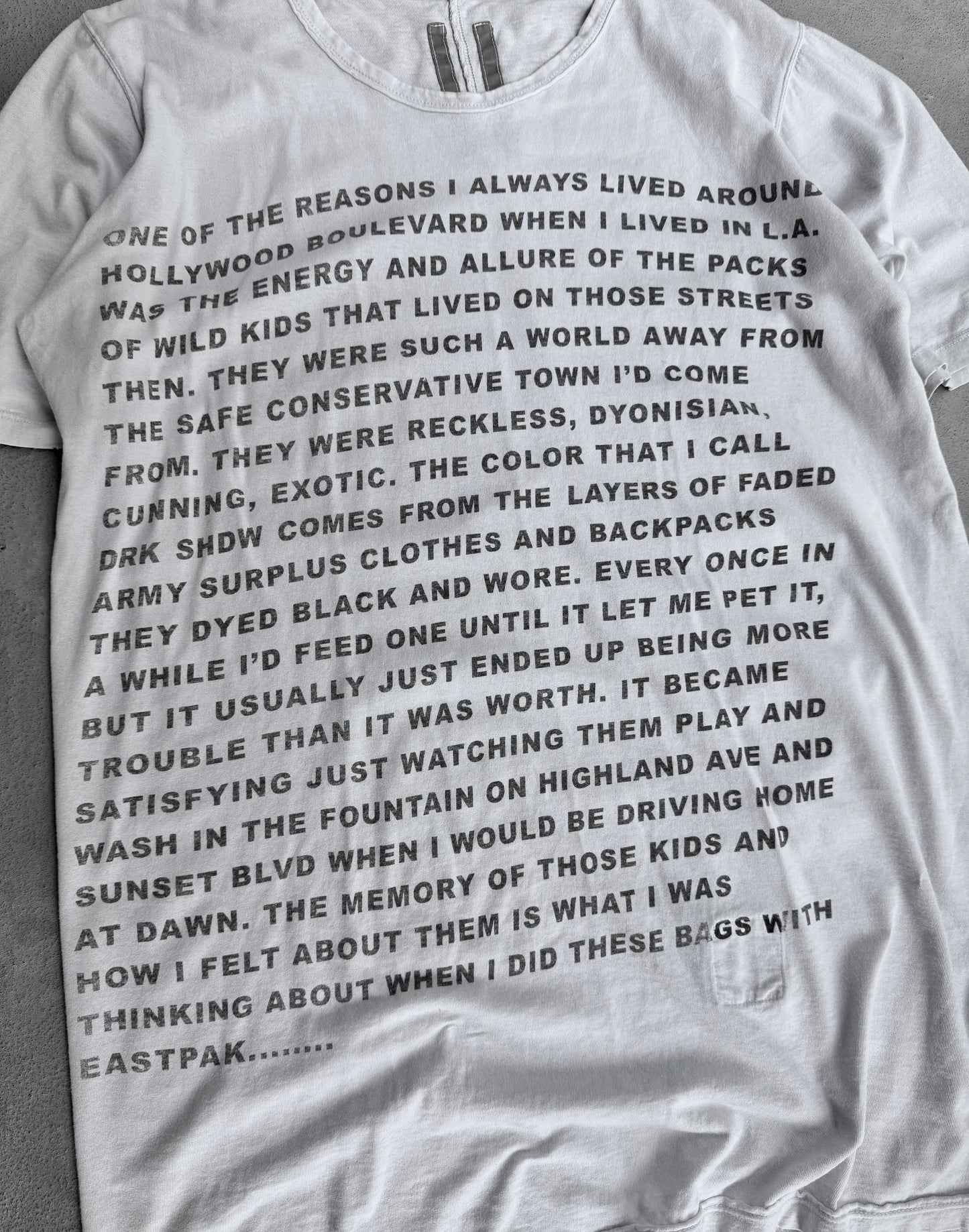 Rick Owens DRKSHDW AW07 “EXPLODER” Richard Wagner’s Poem Print T-shirt