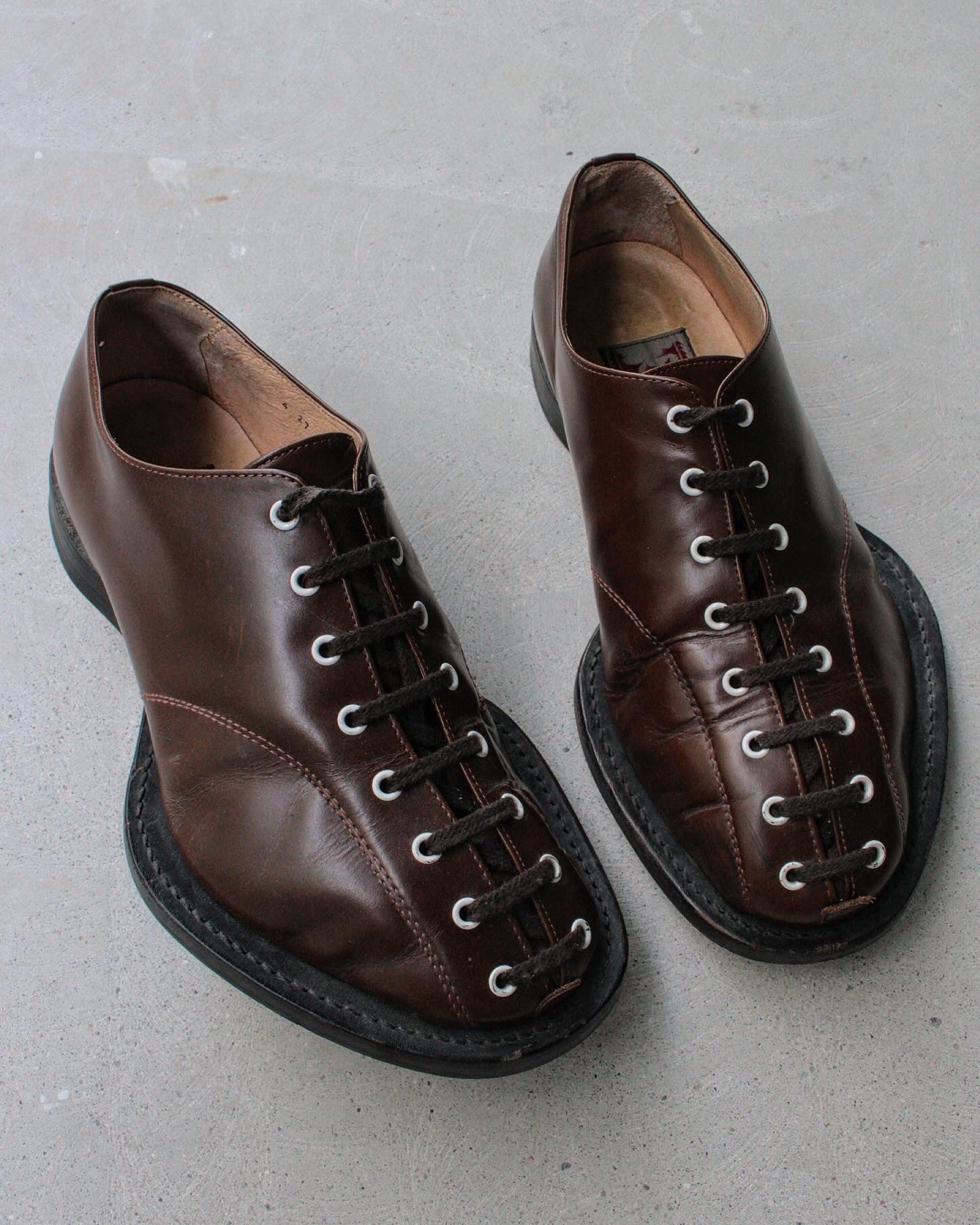 Christopher Nemeth Vintage 90s ‘Linenman’ Round Toe Lace-up Brown Leather Derbies