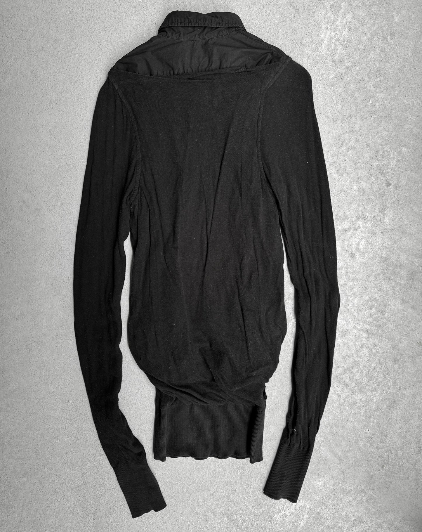 MiharaYasuhiro Early 00s Wool Knit Layered Button-up Shirt