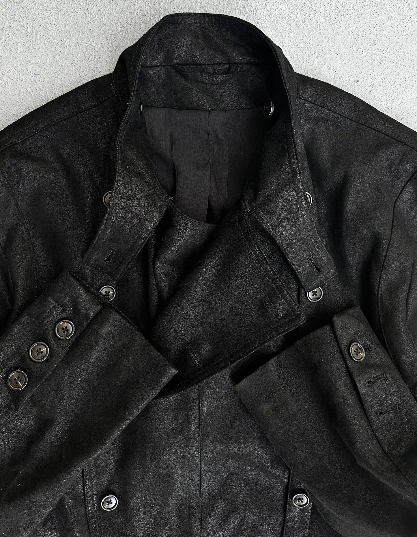 Ann Demeulemeester Early 00s Waxed Fencing Jacket
