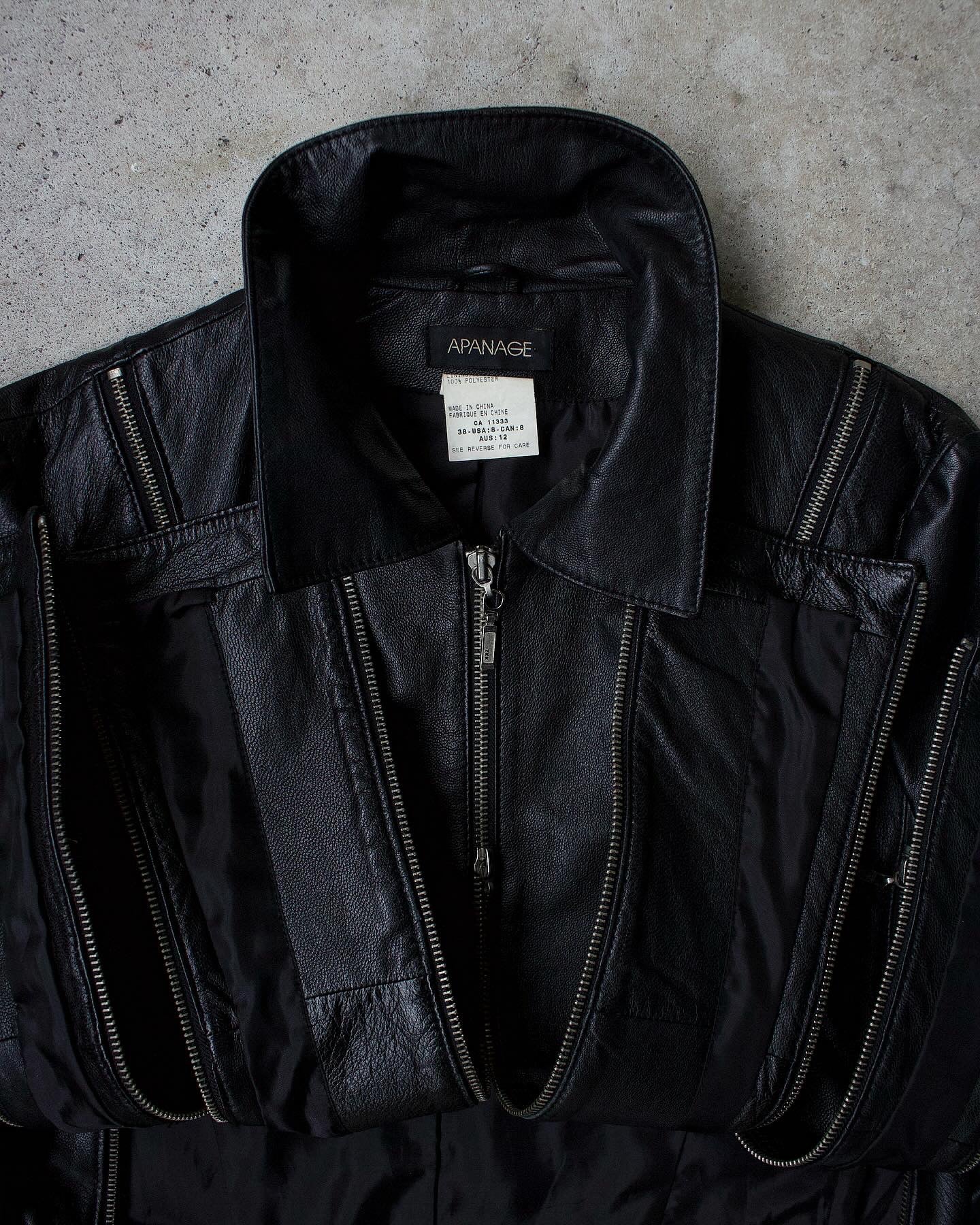 Vintage Y2K Apanage Multi-zip Moto Leather Jacket