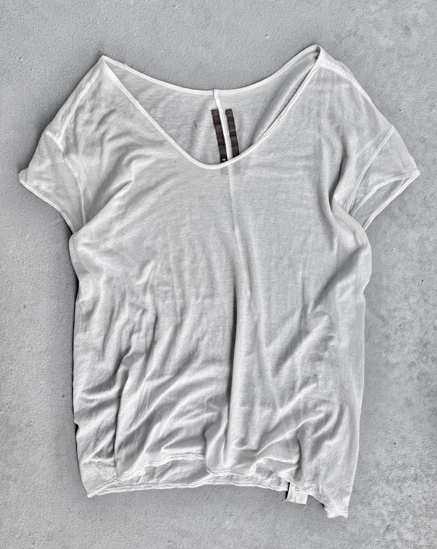 Rick Owens AW13 “PLINTH” Milk Asymmetrical Sheer T-shirt
