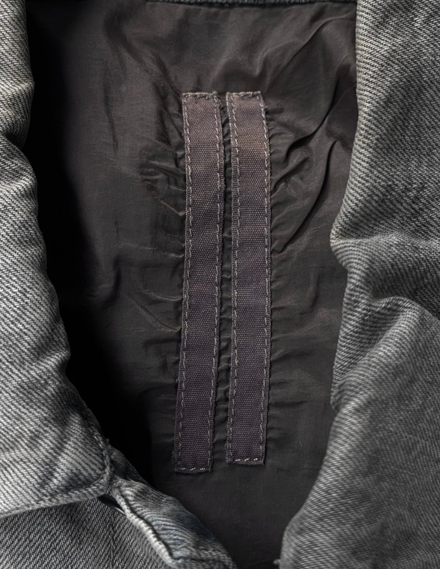 Rick Owens DRKSHDW AW13 “PLINTH” Mineral Dust Leather Sleeves Trucker Jacket