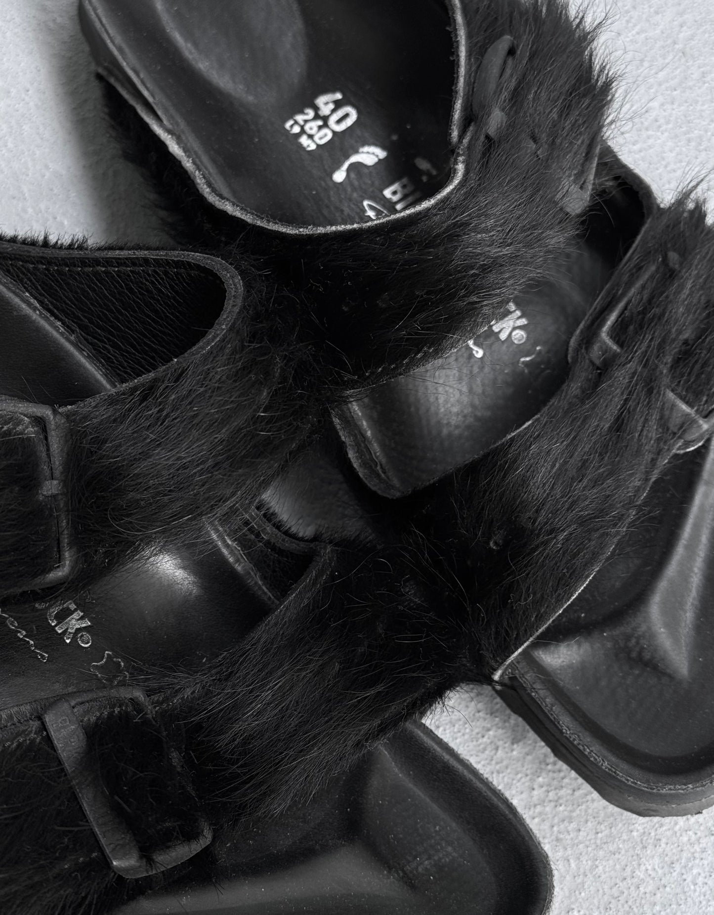 Rick Owens x BIRKENSTOCKS 2018 Pony-hair Arizona Sandals