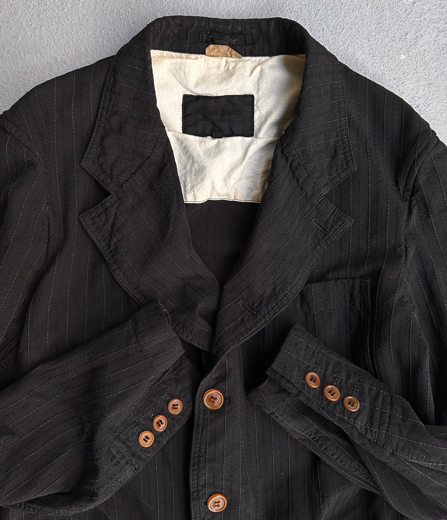 COMME des GARÇONS HOMME DEUX SS19 Black Seersucker Pinstripes Blazer