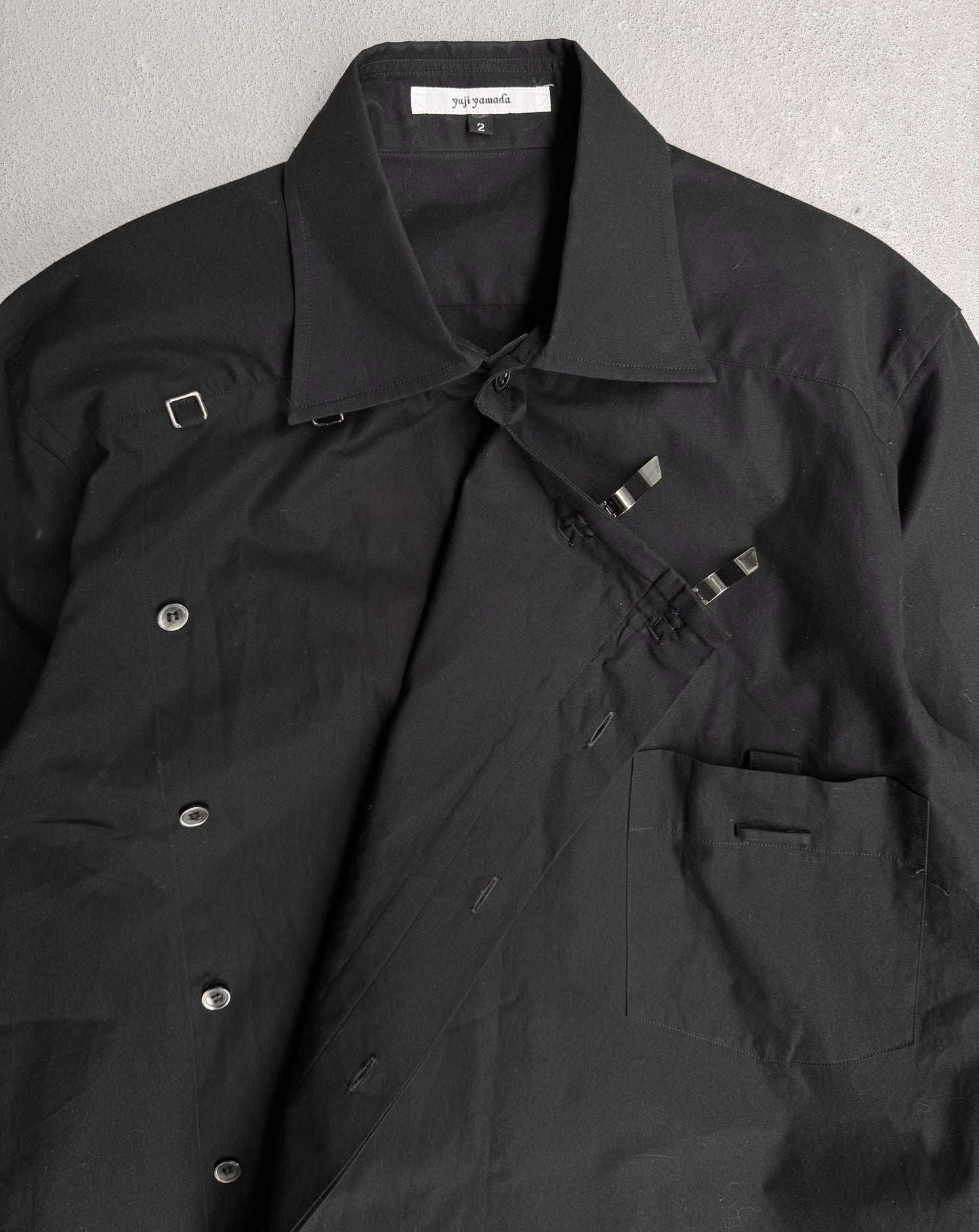 Yuji Yamada Early 00s Asymmetrical Hook Fastened Button-up Dress Shirts